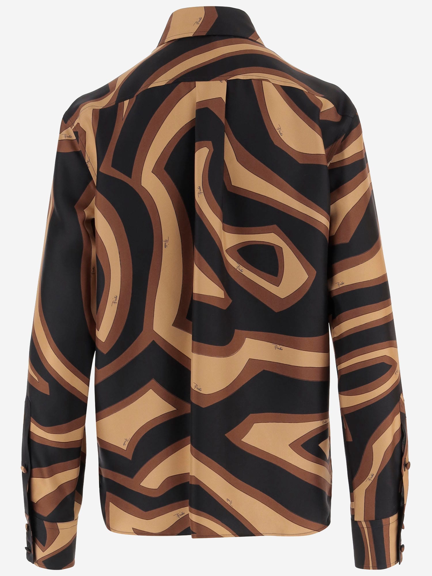 Pucci Silk Shirt With Labyrinth Print In Multi
