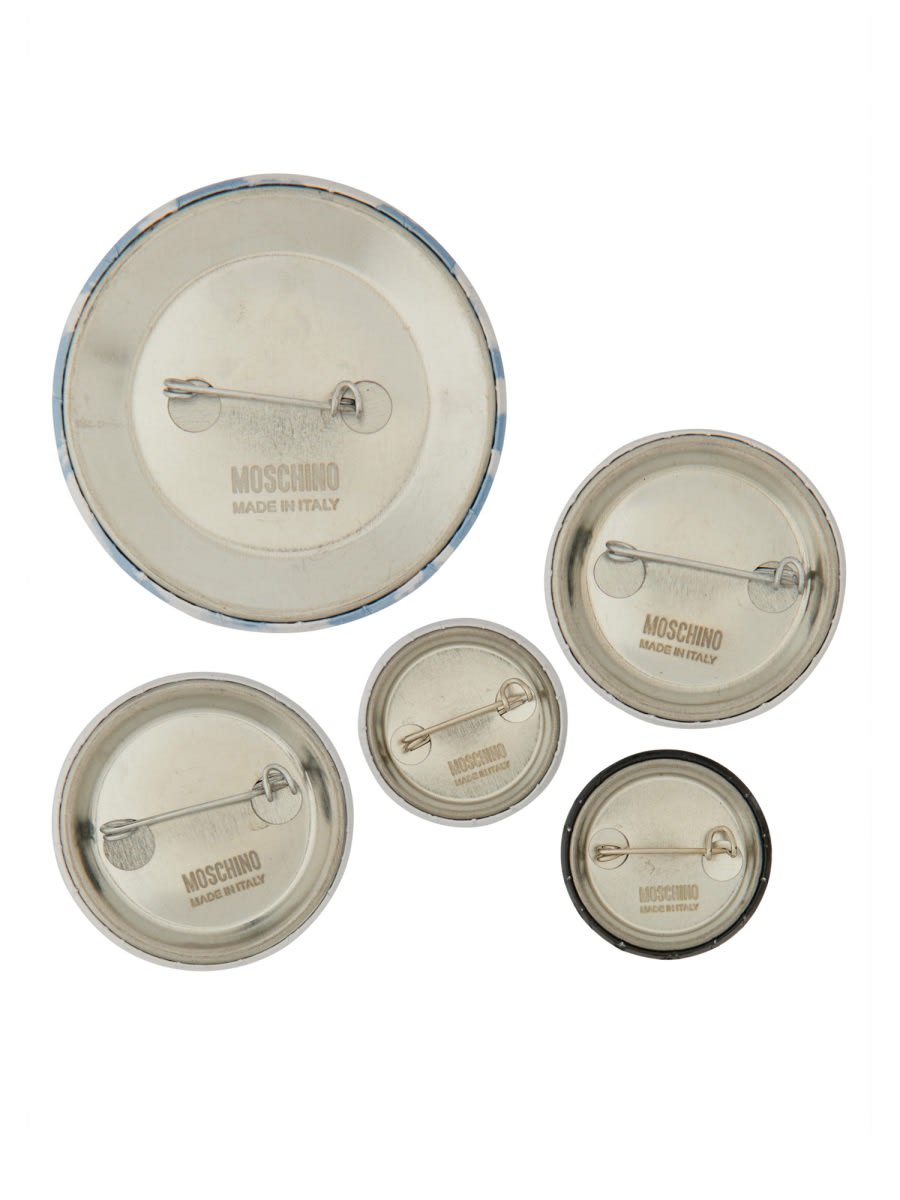 Moschino Set Of Five Pins In Multicolour