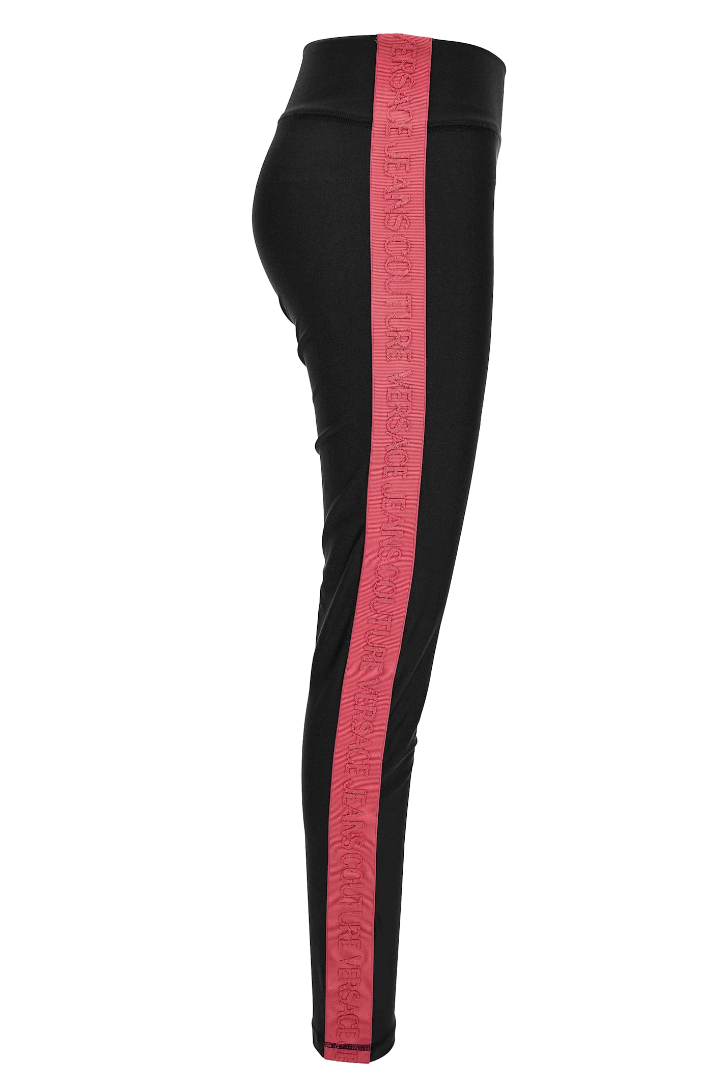 Versace Jeans Couture Leggings With Logoed Band In Black