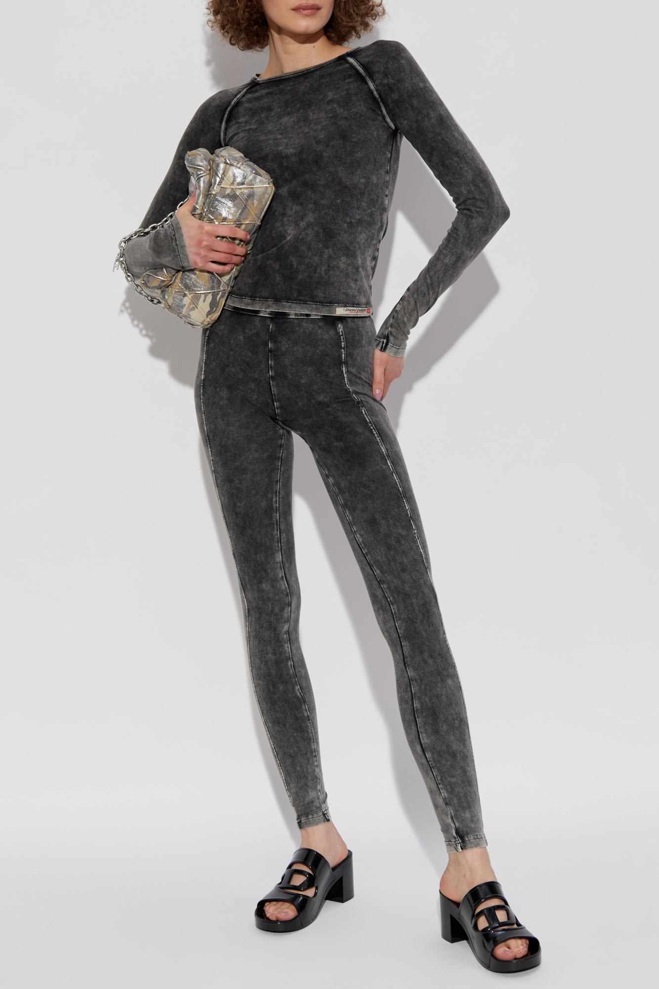 Diesel Leggings Athena-dnm In Gray