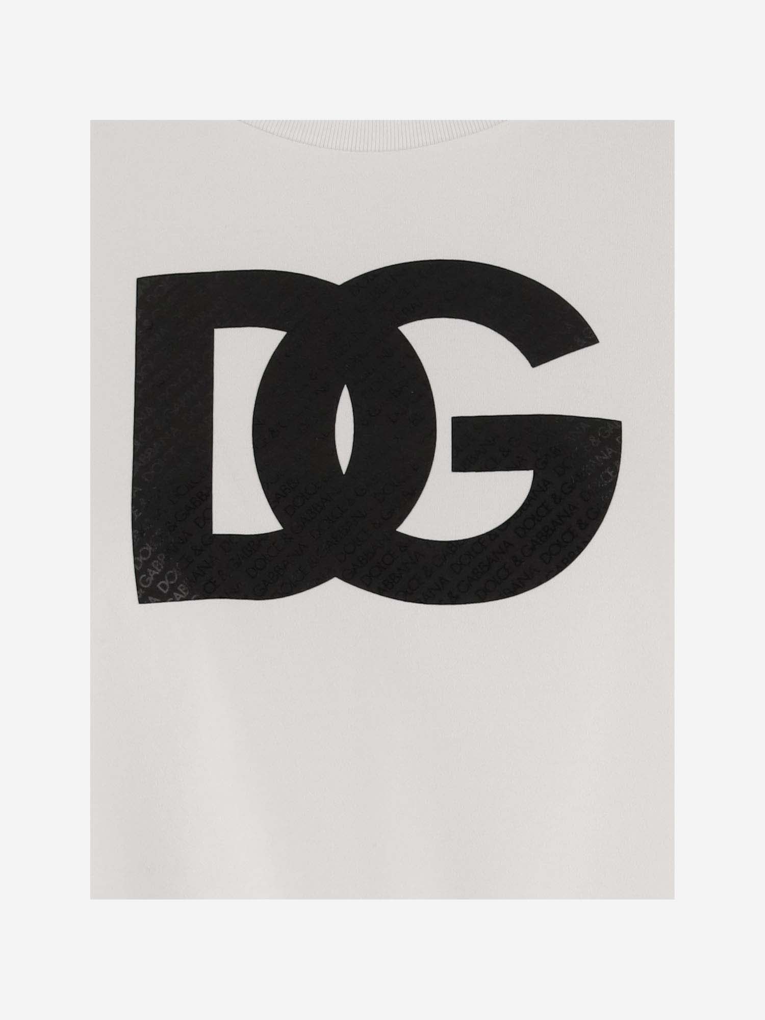 Shop Dolce & Gabbana Cotton Crop T-shirt With Logo In Bianco Ottico