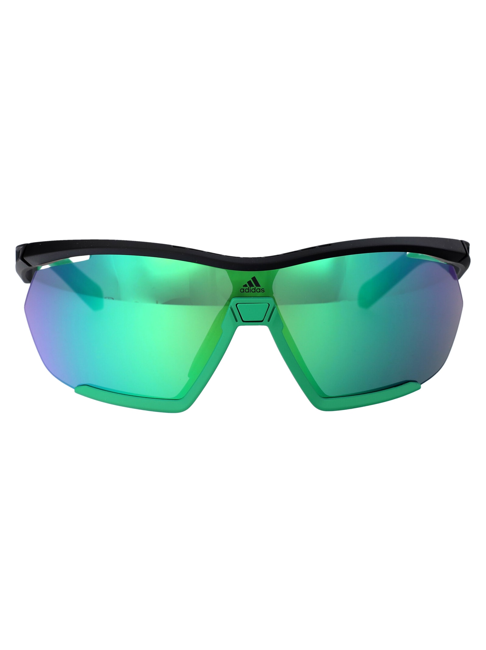 Adidas Originals Cmpt Aero Li Sunglasses In 05q Nero/altro/verde Specchiato