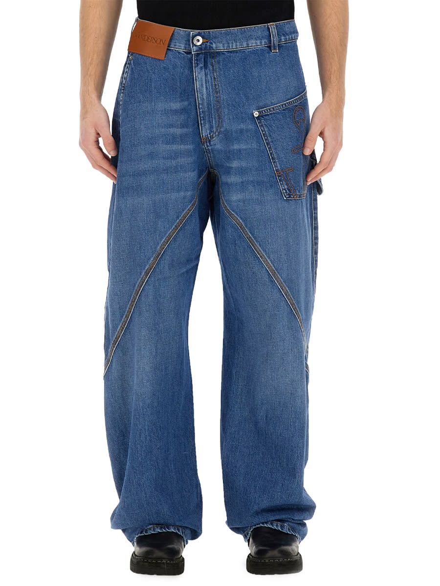 Shop Jw Anderson Jeans Twisted Workwear In Blue