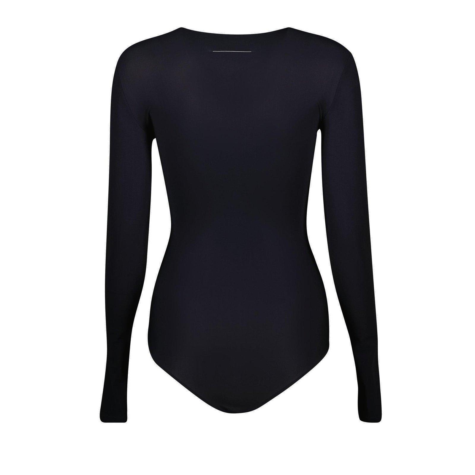 Shop Mm6 Maison Margiela Crewneck Long-sleeved Jumpsuit In Black