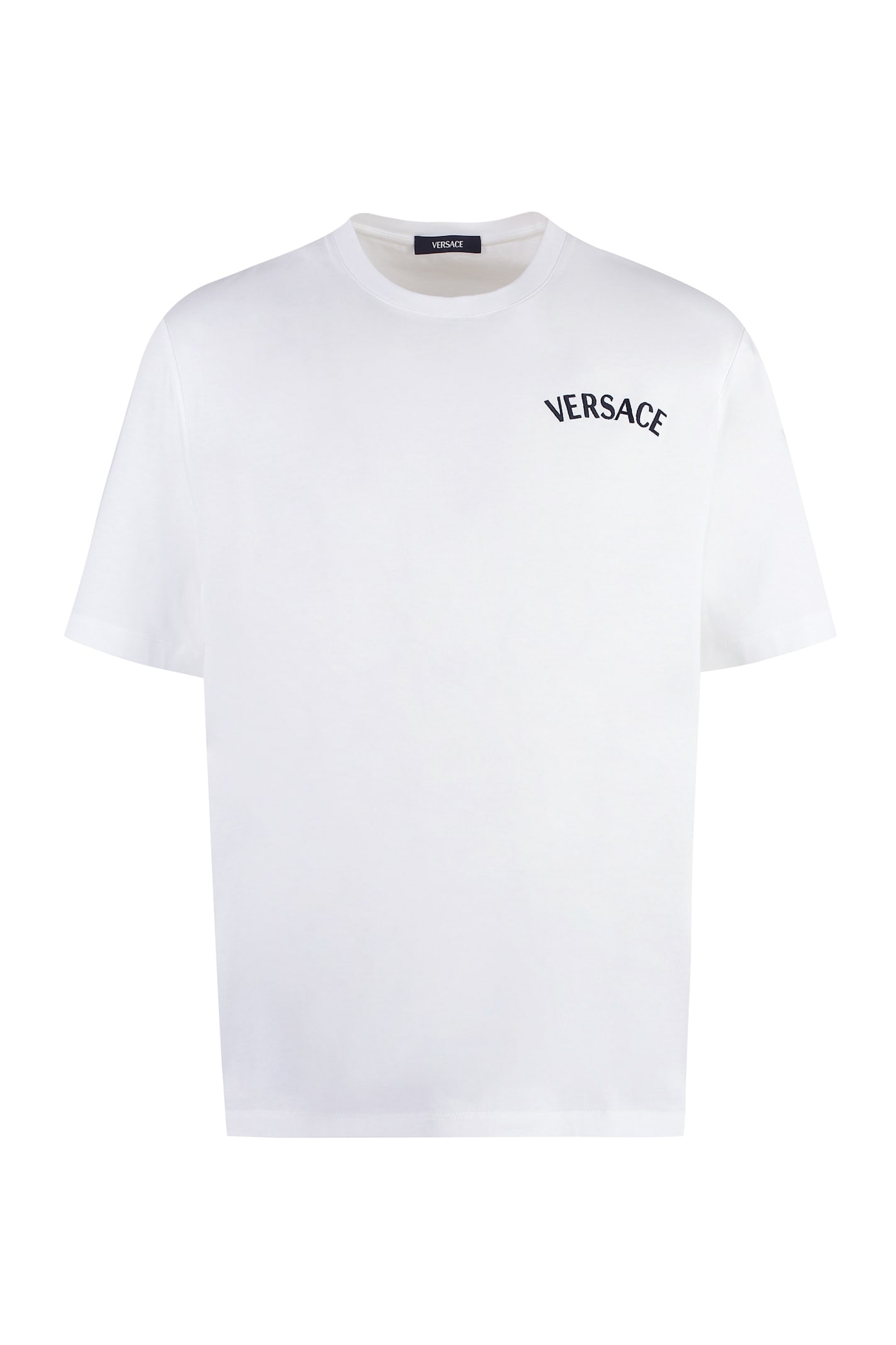 Shop Versace Logo Cotton T-shirt In White