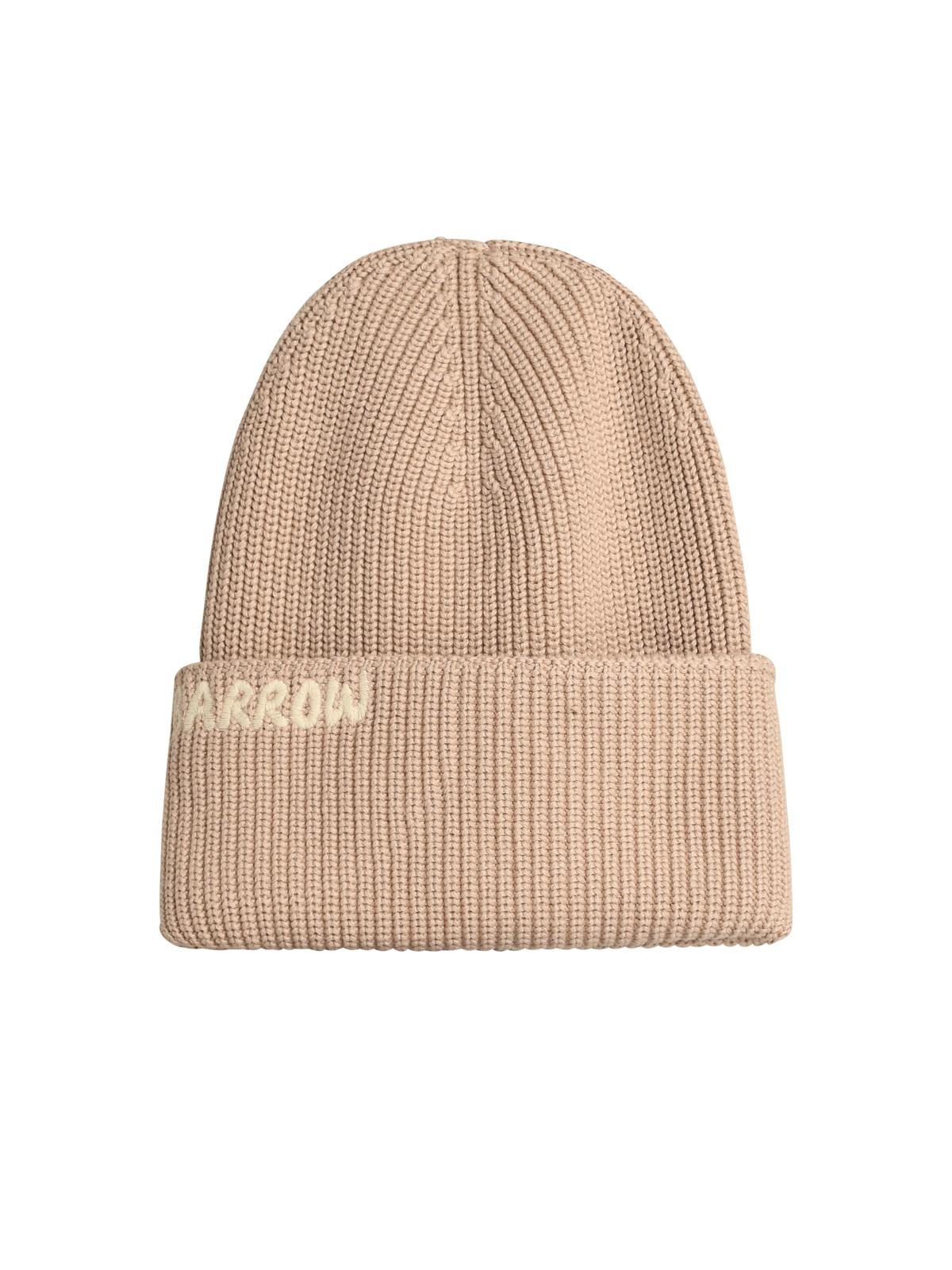 Beige Cotton Blend Beanie