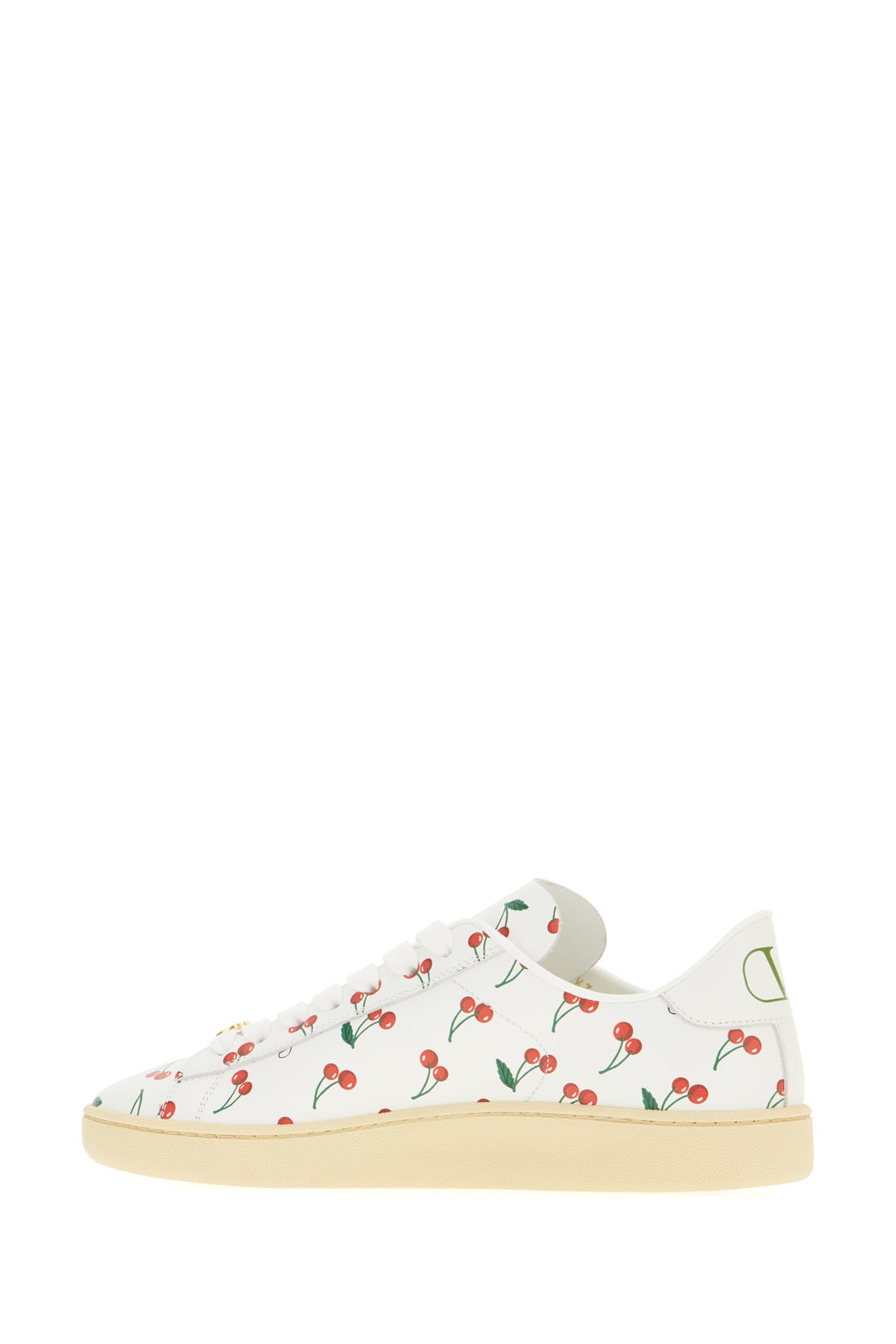 Valentino Garavani Royco Sneaker In Nappa Calfskin With Cherryfic Pattern In White