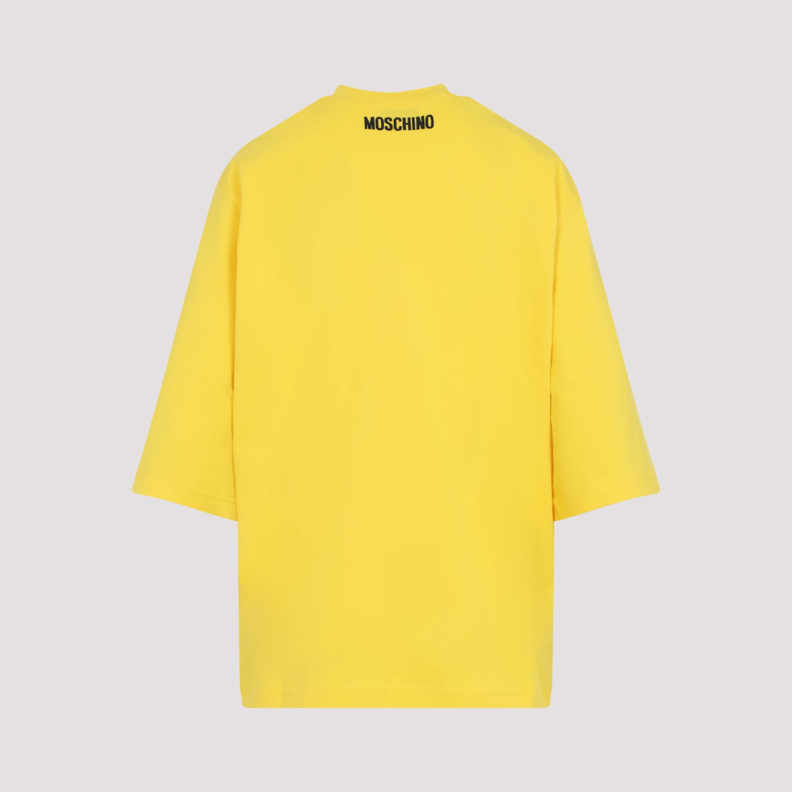 Moschino Crew Neck Smiley Face Print T-shirt In Yellow