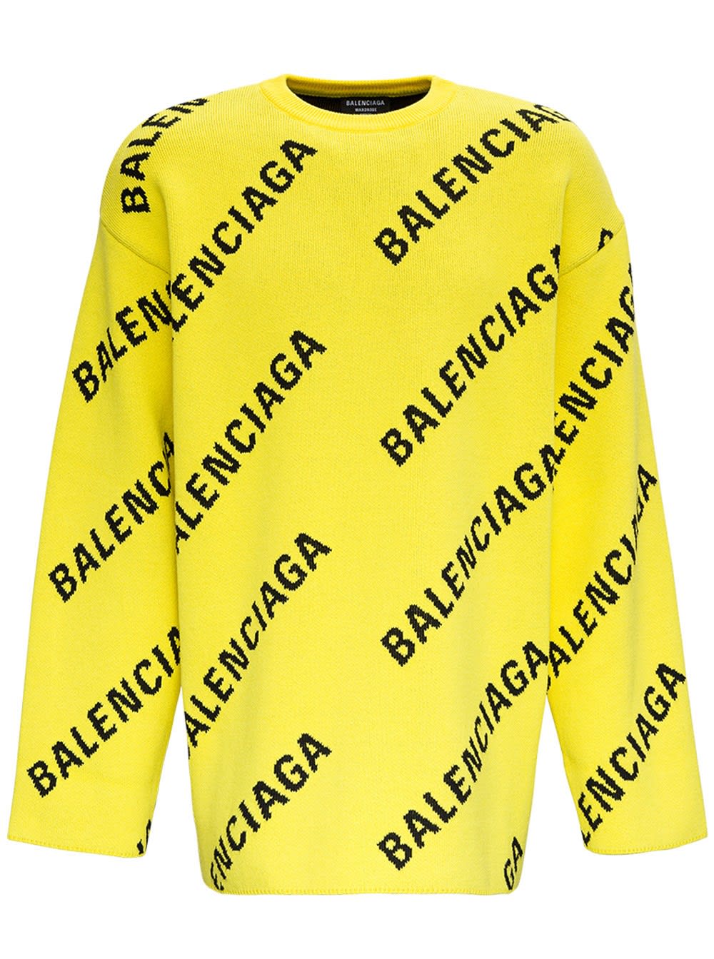 Balenciaga Cotton Sweater With Allover Logo