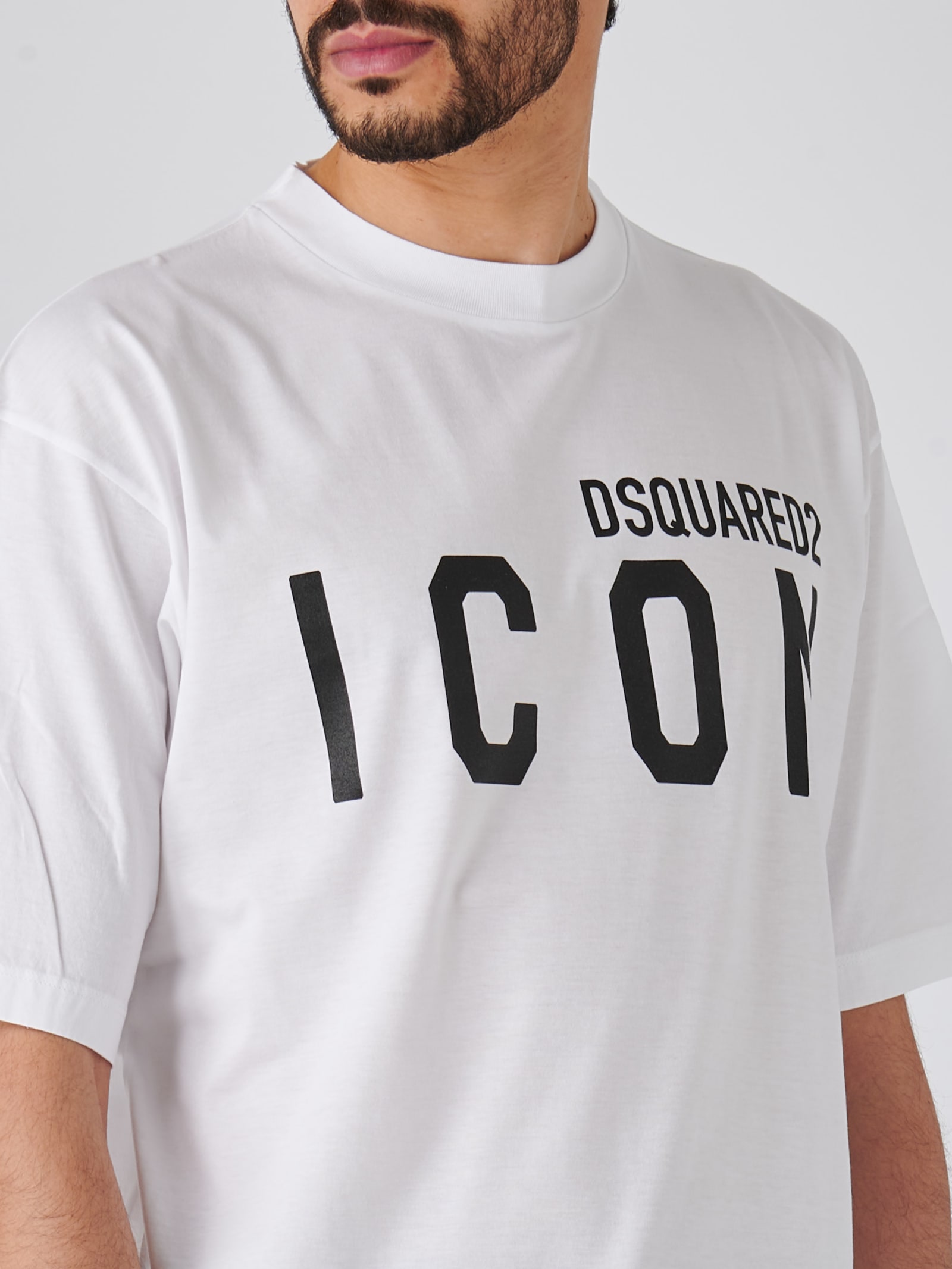 Shop Dsquared2 Be Icon Loose Fit Tee T-shirt In Bianco
