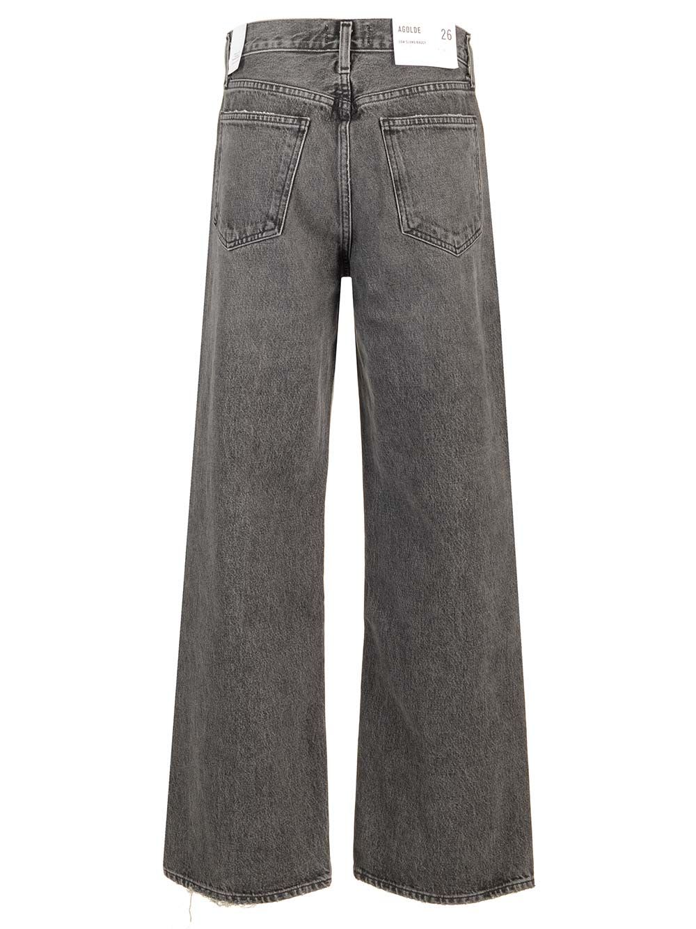 Agolde Grey Jeans With Low Waist And Wide Leg In Denim Woman In Grey