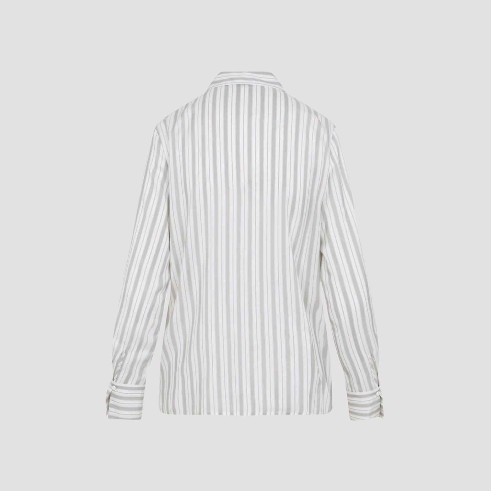 Peserico Striped Long Sleeve Shirt With Cuffed Sleeves In Multi