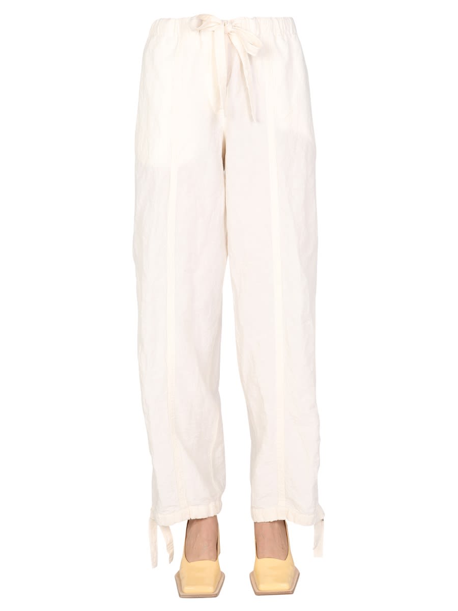 Shop Jil Sander Trousers With Drawstring In White