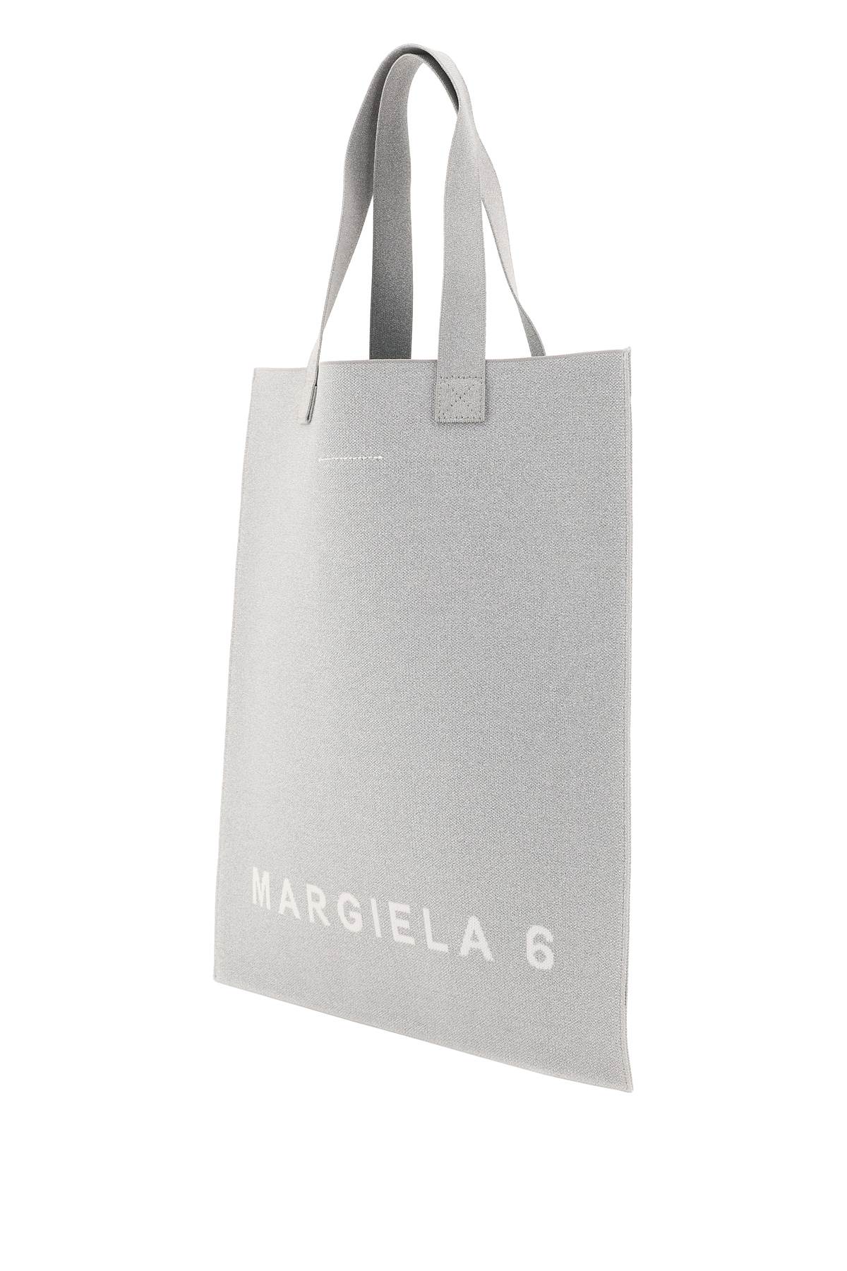Shop Maison Margiela Lurex Tote Bag In Silver