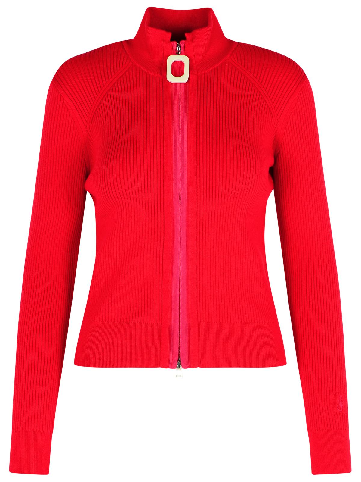 Jw Anderson J. W. Anderson Fitted Cardigan With Zipper In Red