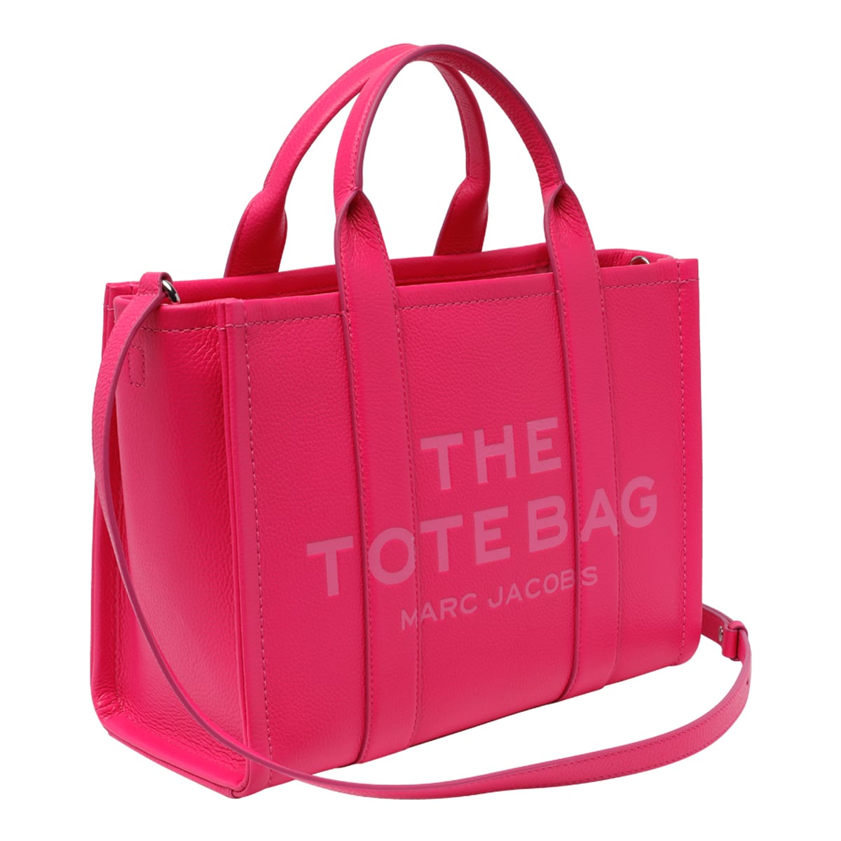 Shop Marc Jacobs The Leather Medium Tote Bag In Pink