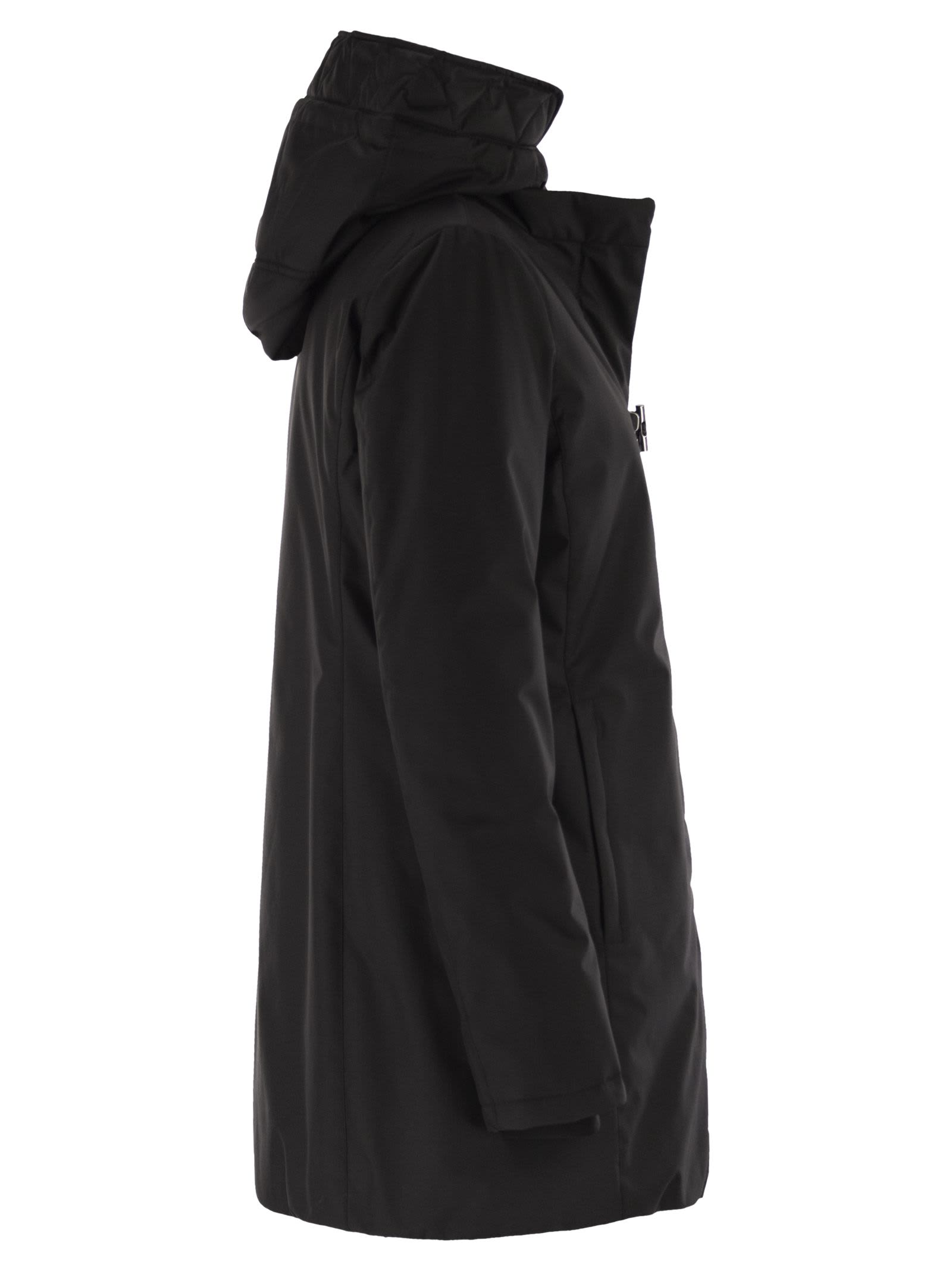 Fay Technical Gabardine Toggle Coat In Black