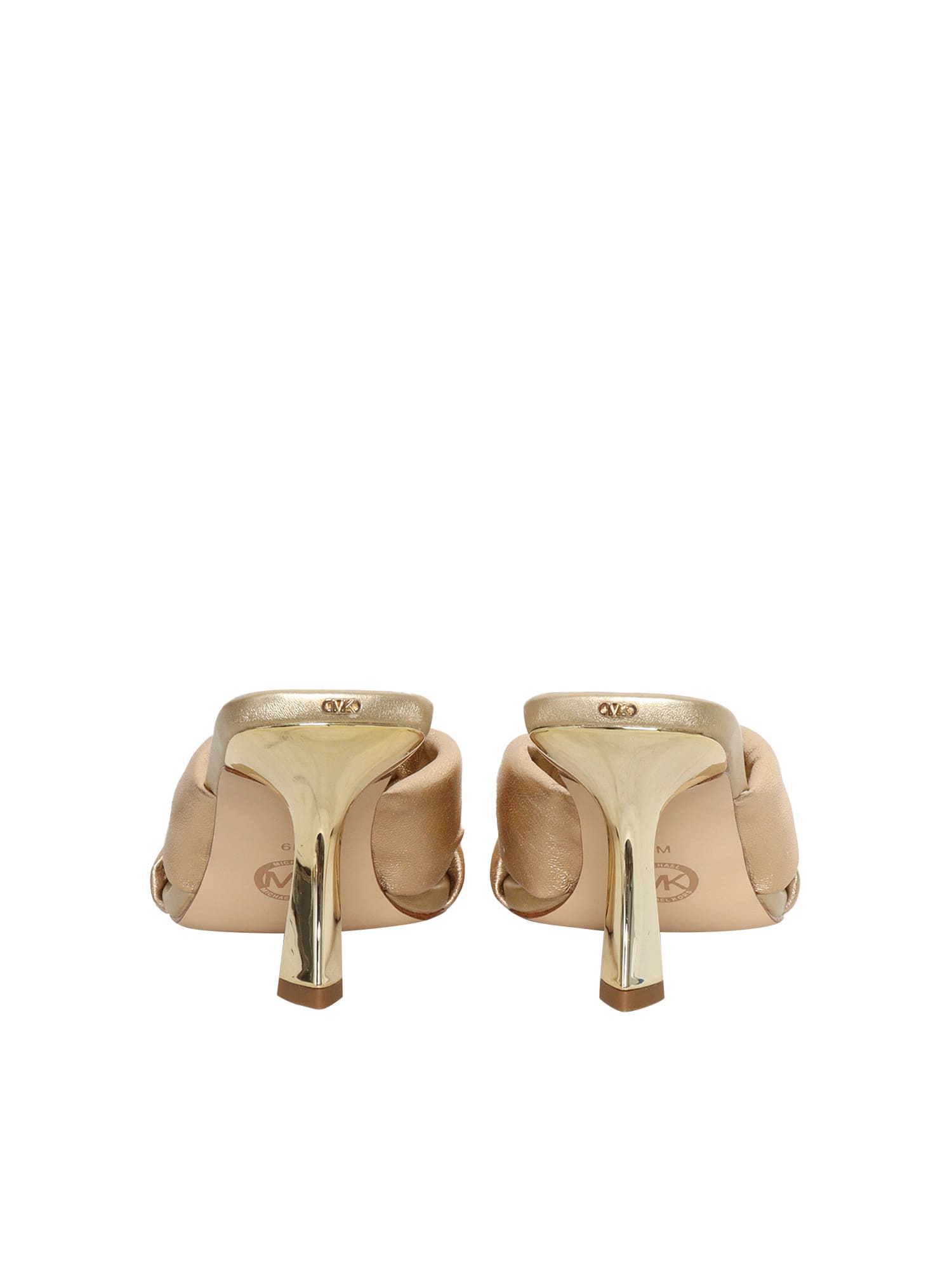 Shop Michael Kors Elena Gold Leather Sandals