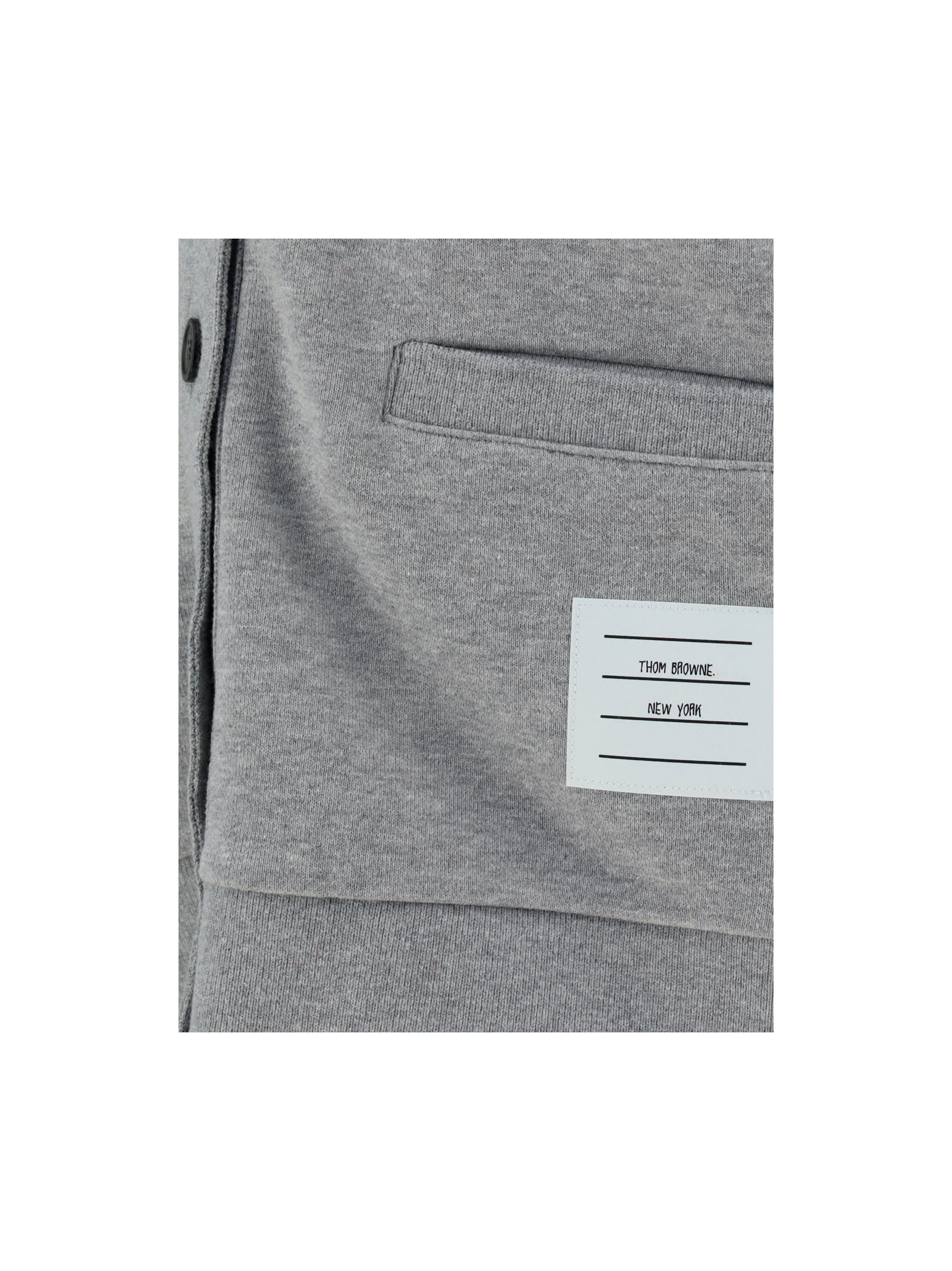 Thom Browne V-neck Grey Virgin Wool Cardigan In Gray