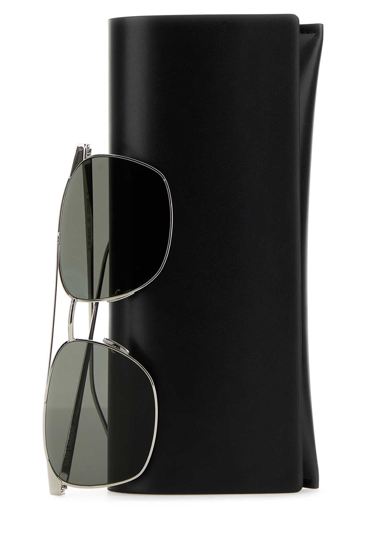 Saint Laurent Silver Metal Sl 796 Sunglasses In Green
