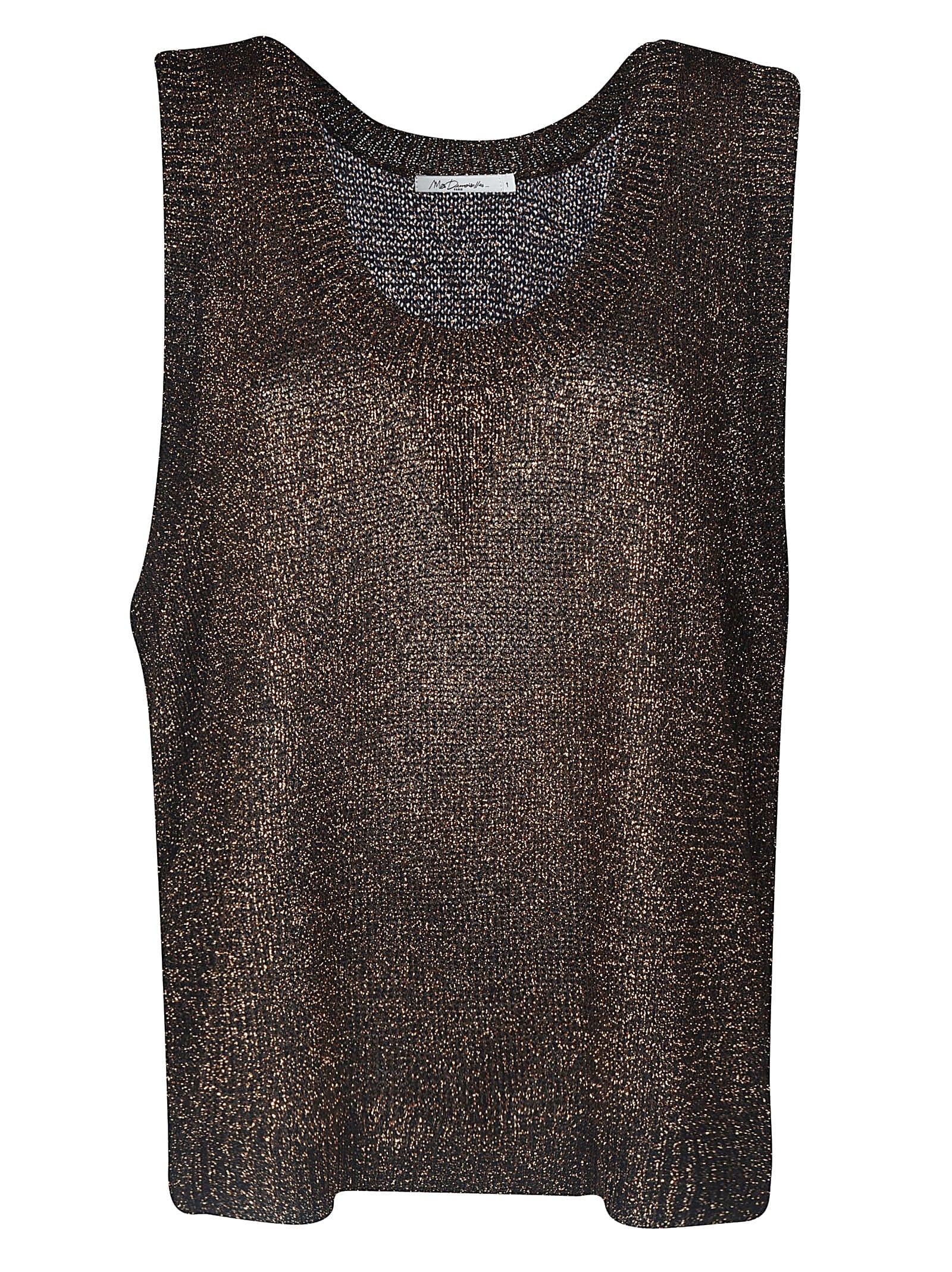 Mes Demoiselles Glittery Laced Sides Top In Brown