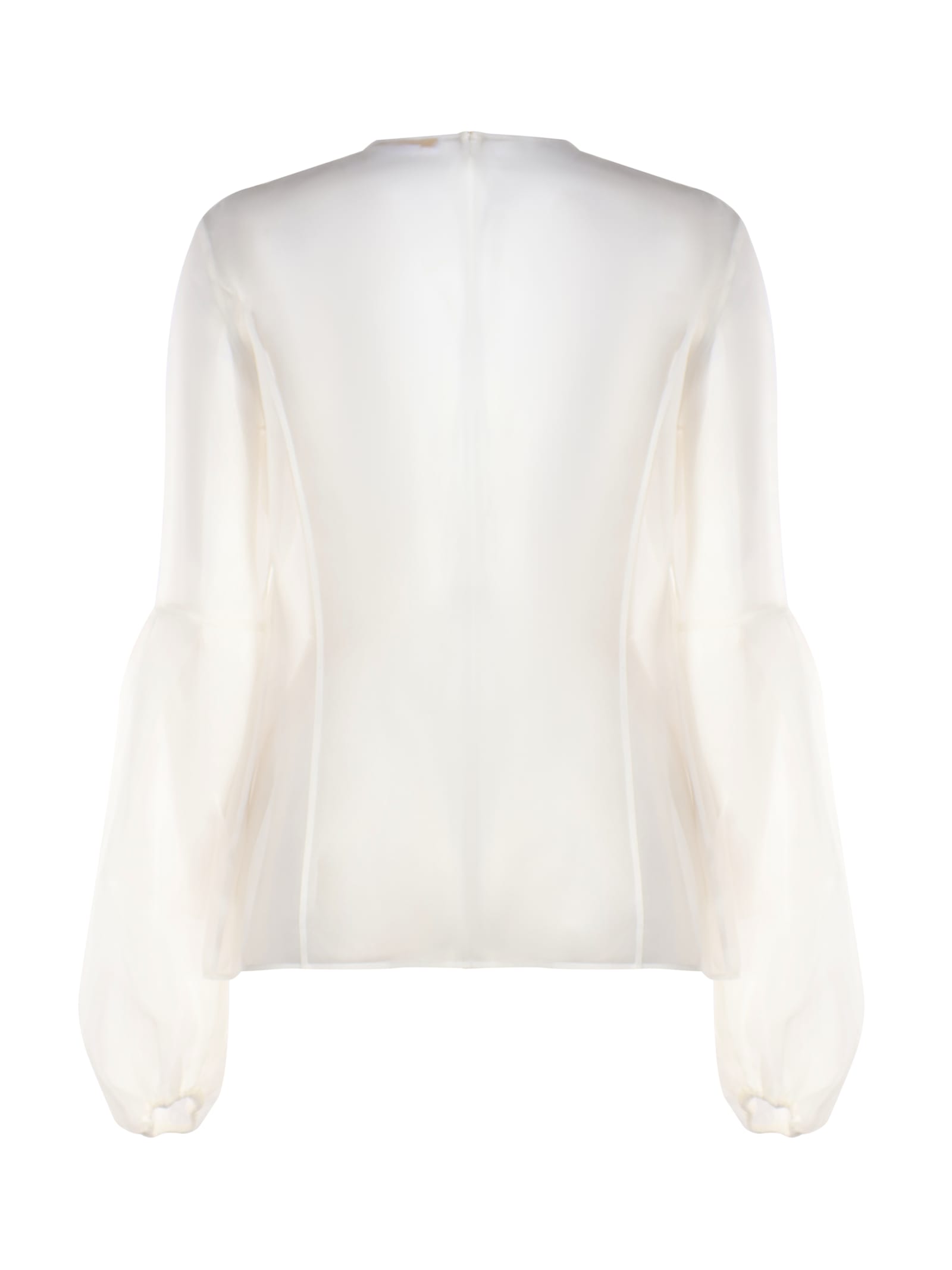 Shop Genny Transparent Top With Wide Sleeves In Beige