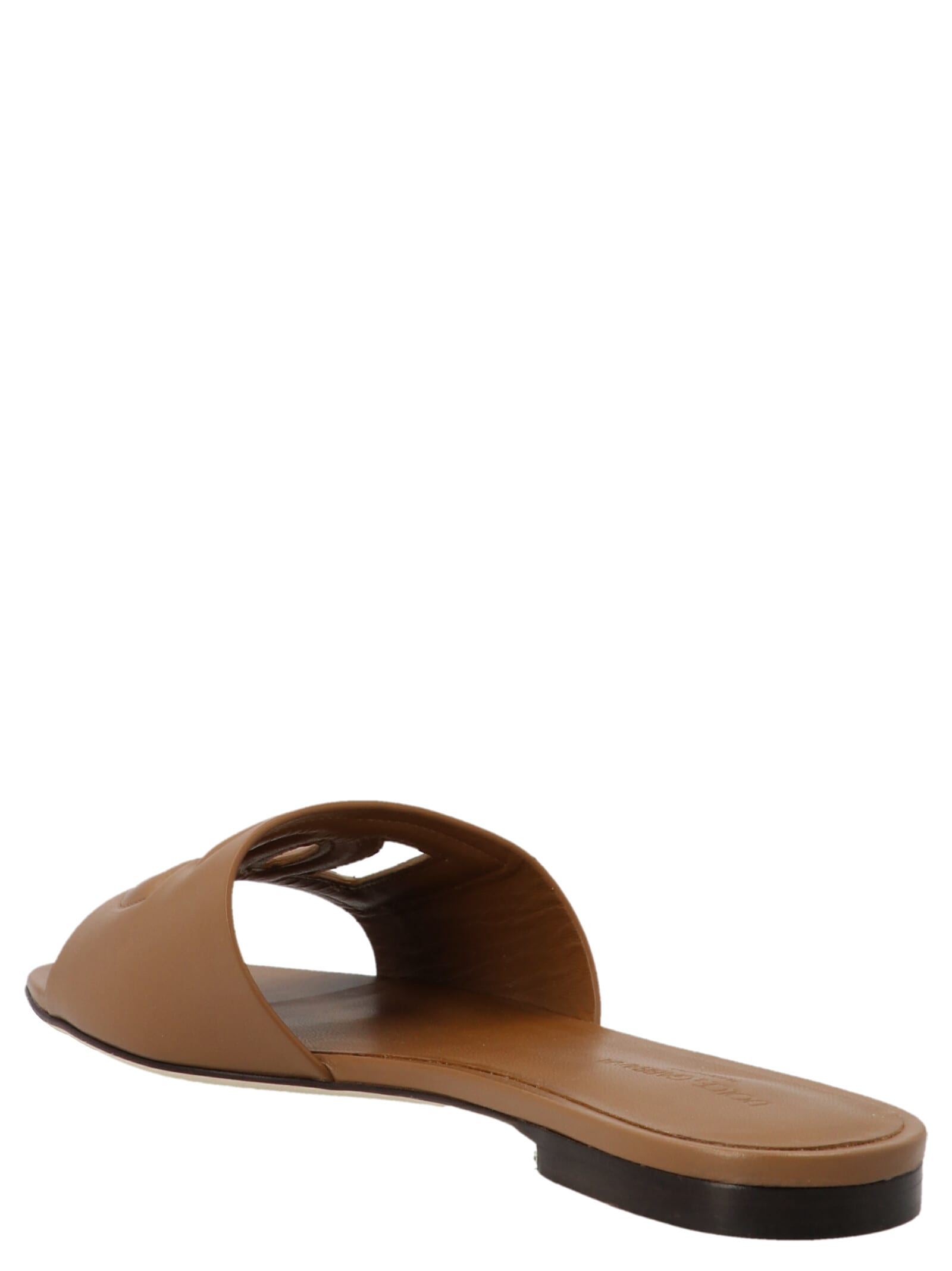 Shop Dolce & Gabbana Logo Sandals In Marrone Chiaro