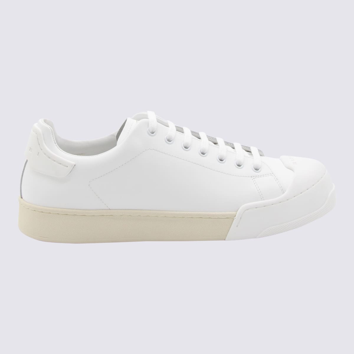 Shop Marni White Leather Sneakers In Lily White/lily White