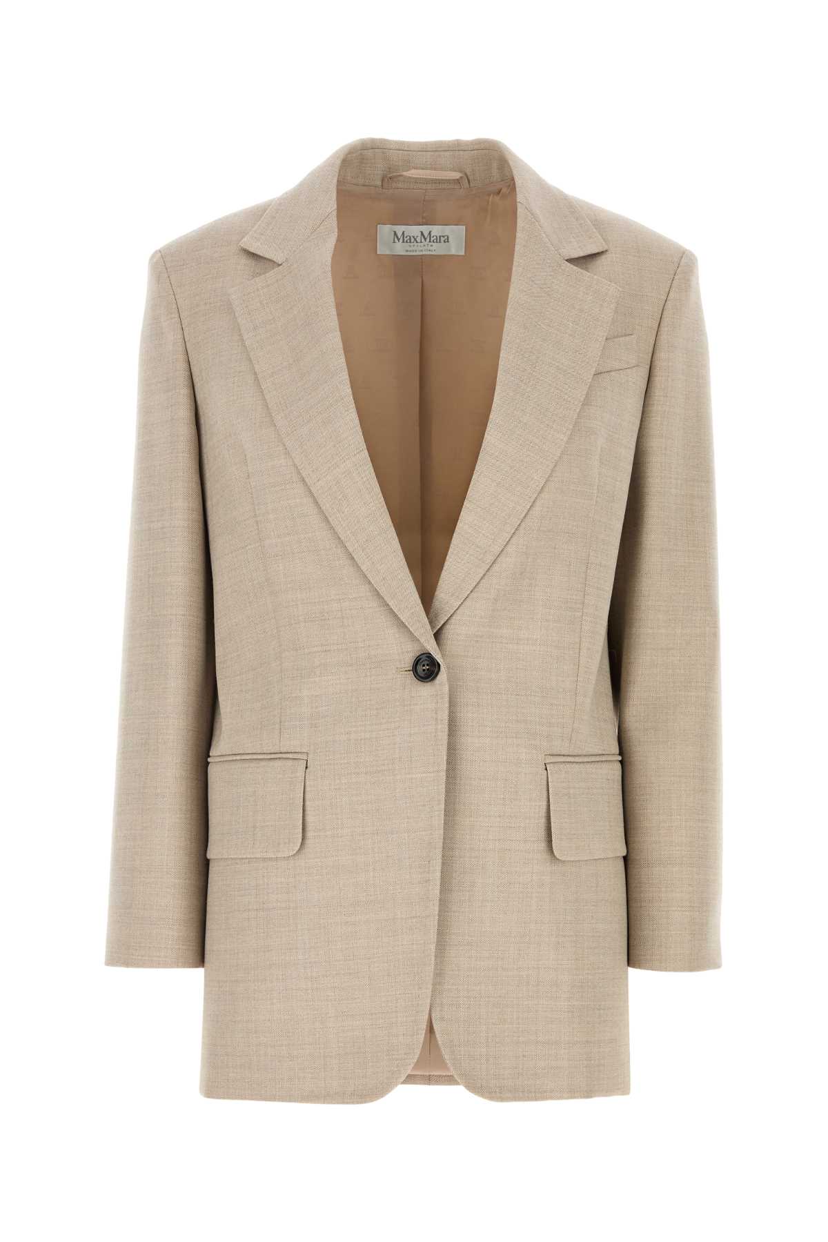 Shop Max Mara Cappuccino Gabardine Rosi Blazer In Beige