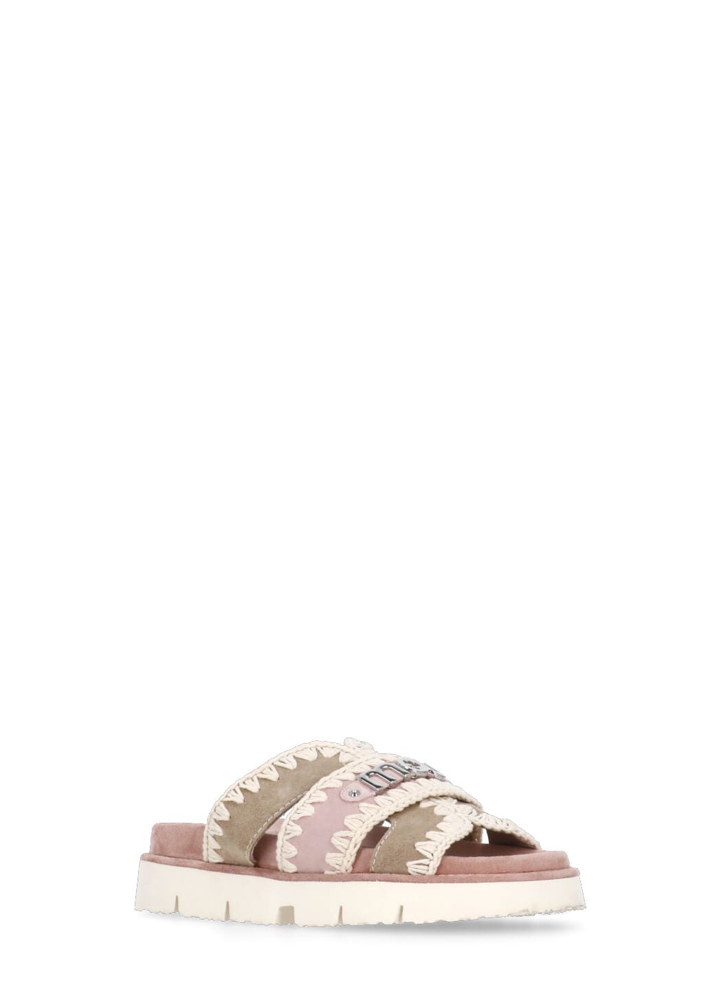 Mou Bio Sandal Flats In Rose-pink Suede