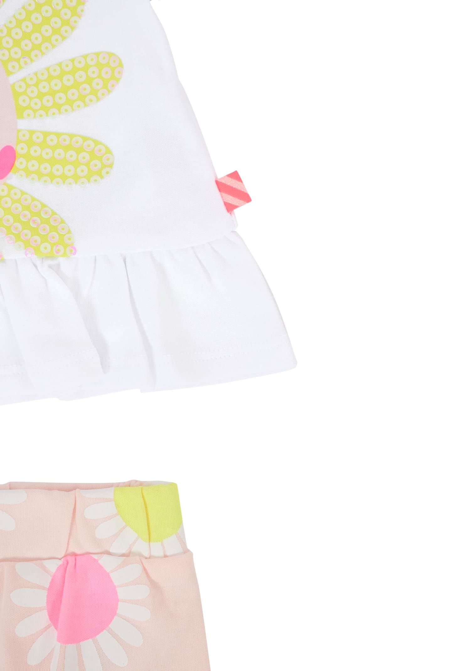 Billieblush White Suit For Baby Girl With Daisy In White