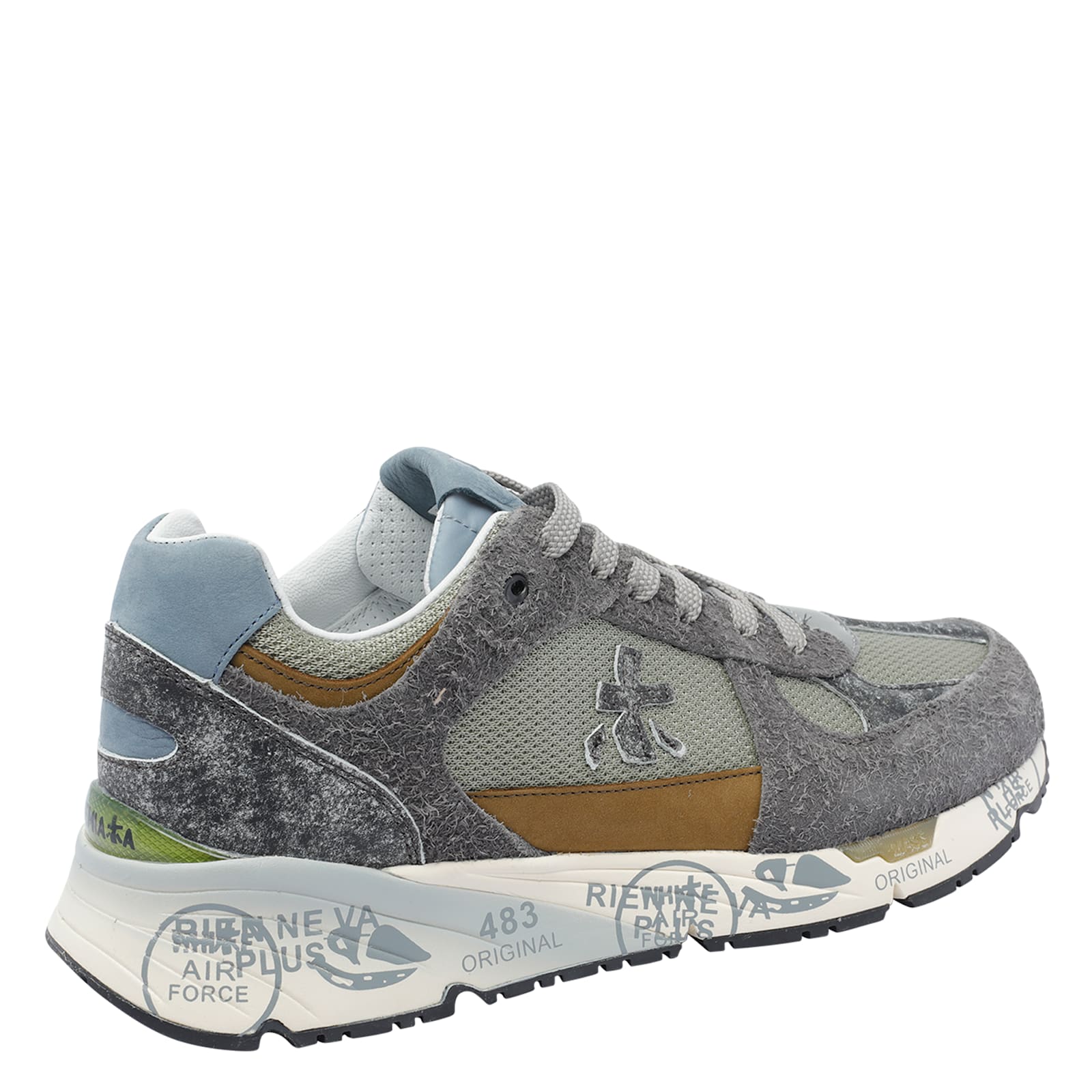 Premiata Suede-panel Lace-up Sneakers In Gray