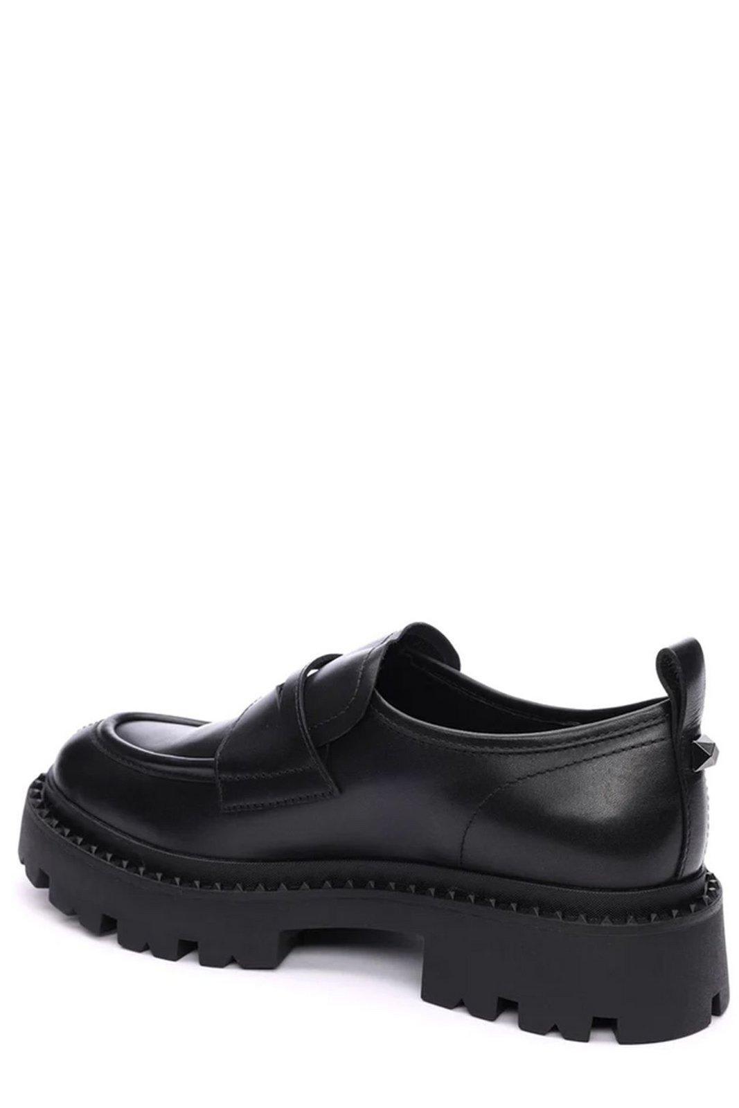 Shop Ash Stud-detailed Slip-on Loafers Flat Shoes In Nero