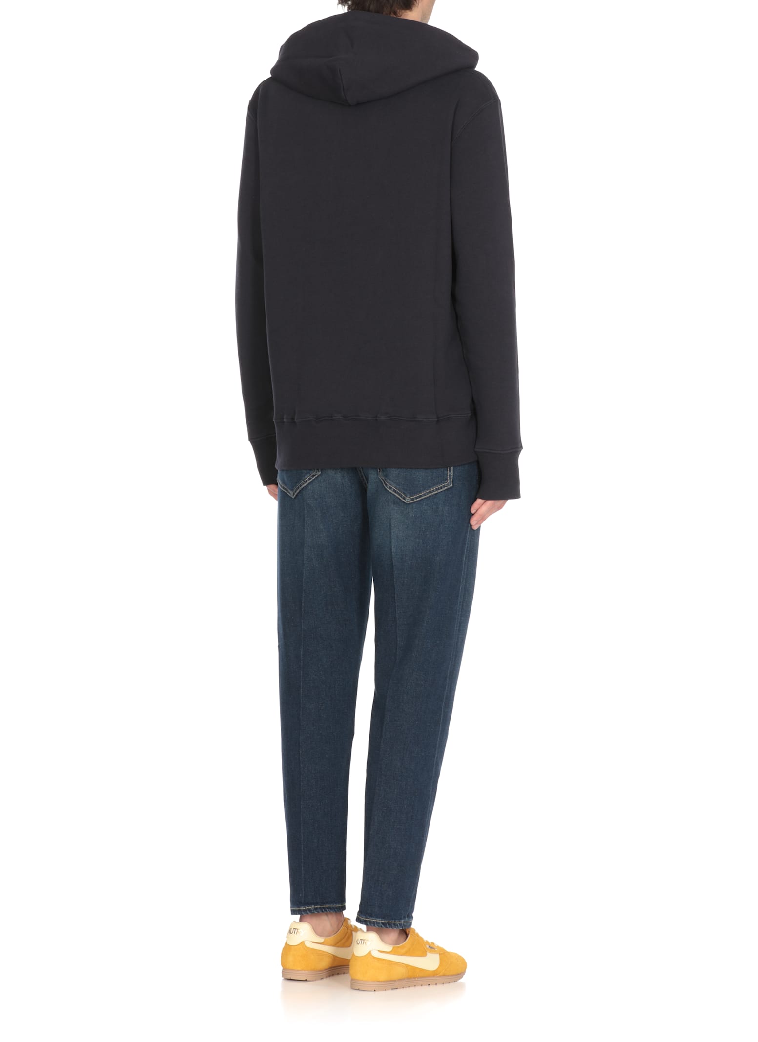 Autry Navy Cotton Hoodie With Drawstring Hood And Contrast Logo In Blue