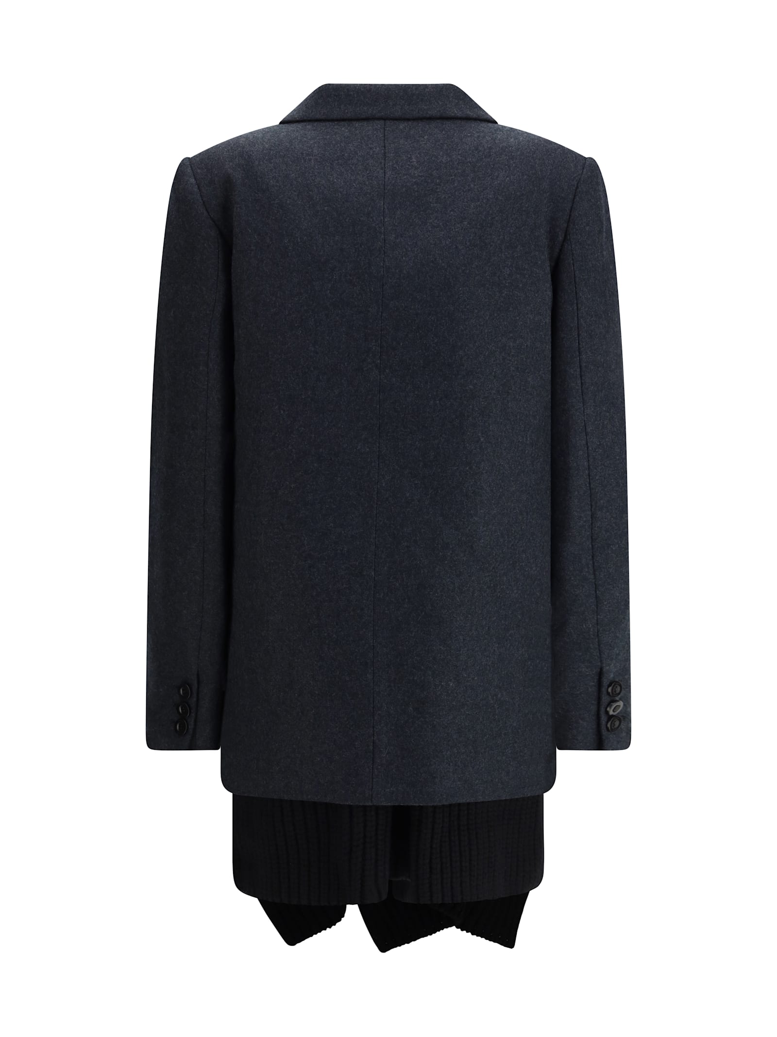 Sacai Wool Melton And Wool Knit Jacket In Blue