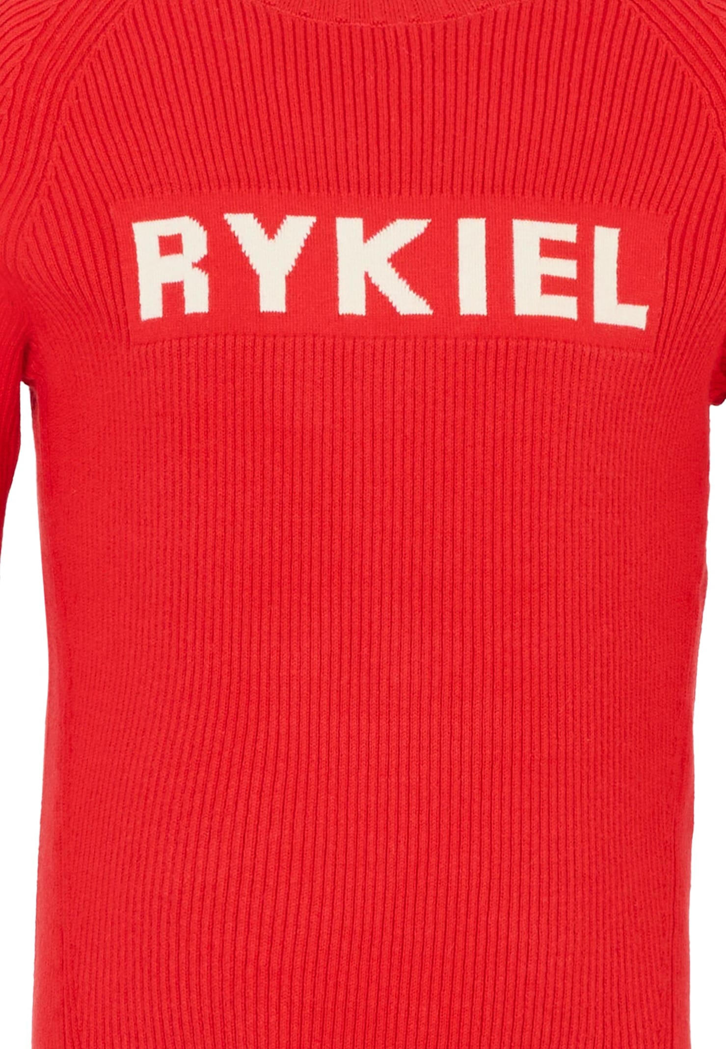 Rykiel Enfant Red Sweater For Girl With Logo In Red