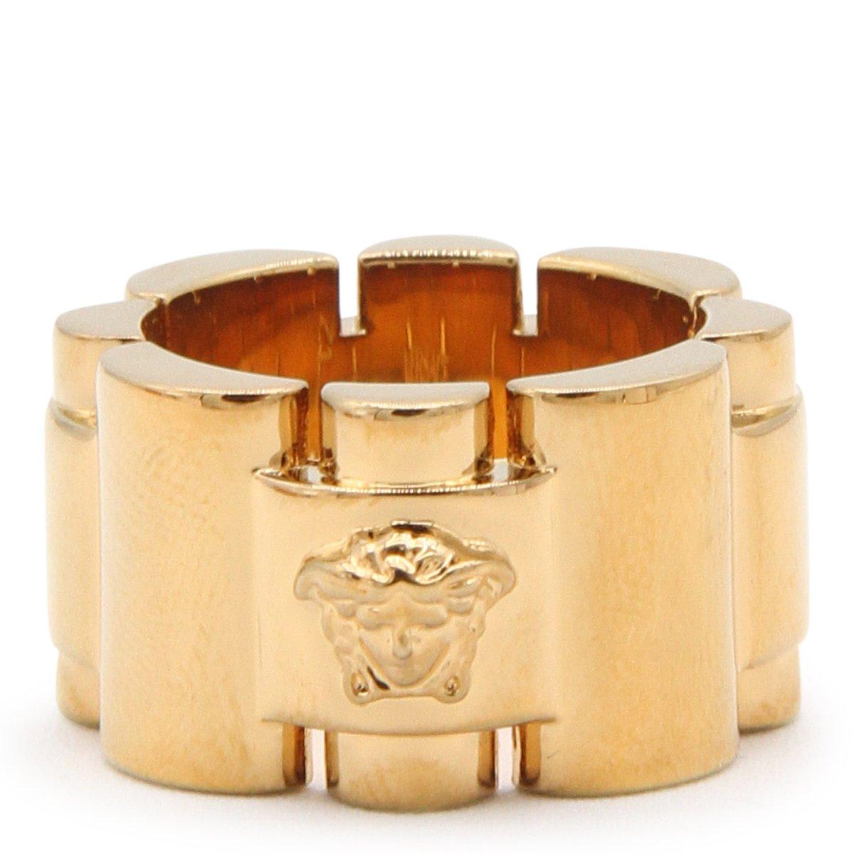 Shop Versace Medusa Polished Finish Chunky Ring In Gold