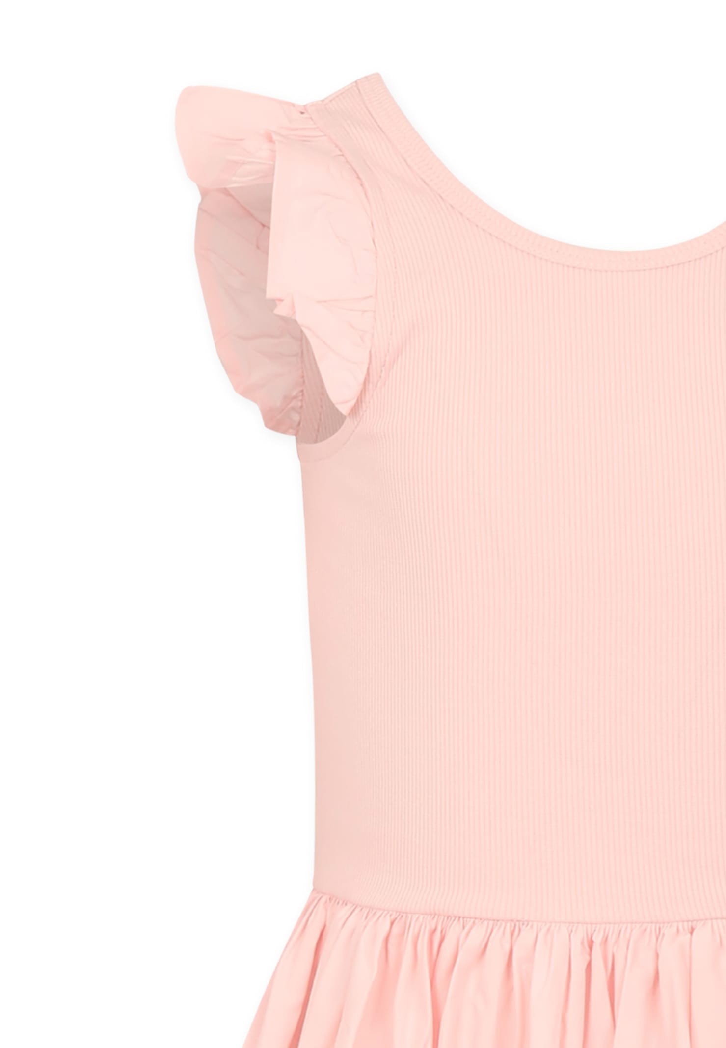 Molo Pink Dress For Girl With Logo Patch In Pink