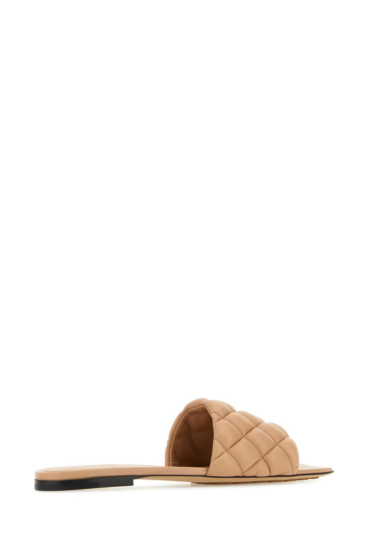 Shop Bottega Veneta Skin Pink Nappa Leather Padded Slippers