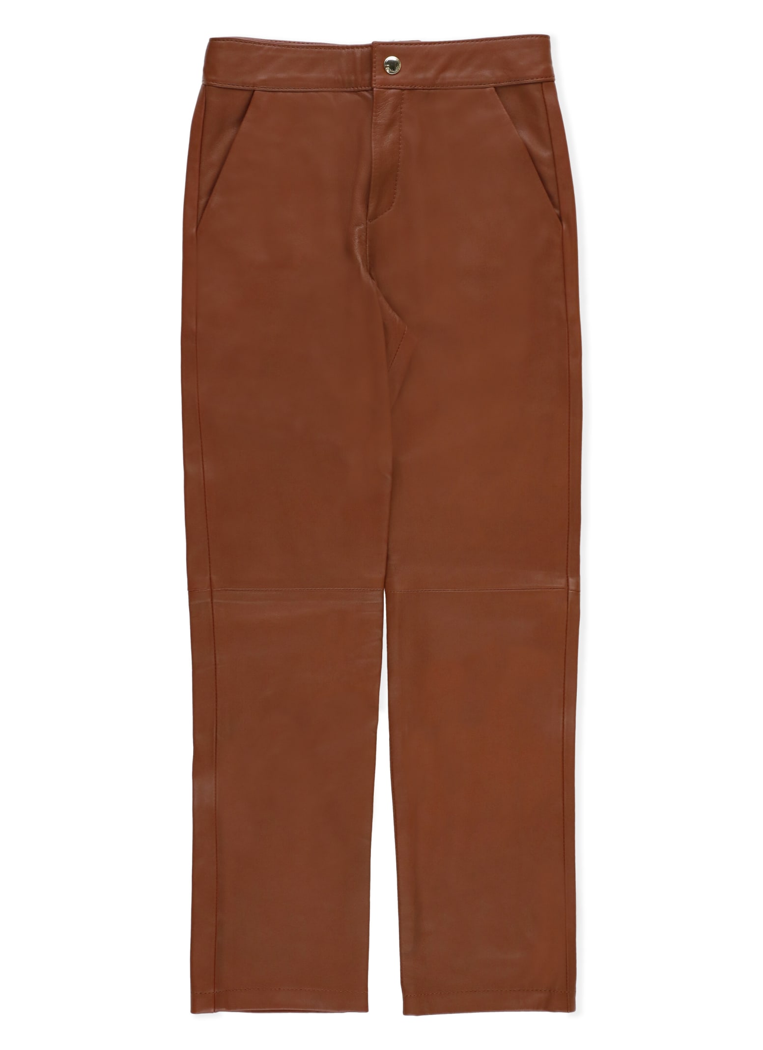 Shop Chloé Leather Pants In Brown