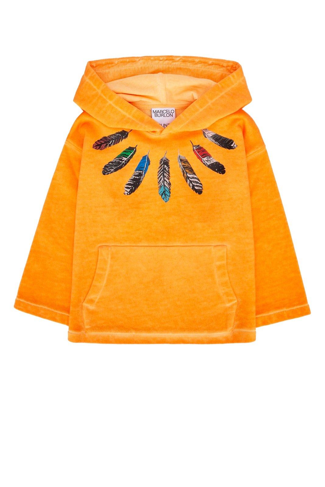 Marcelo Burlon County Of Milan Graphic Printed Hoodie In Orange