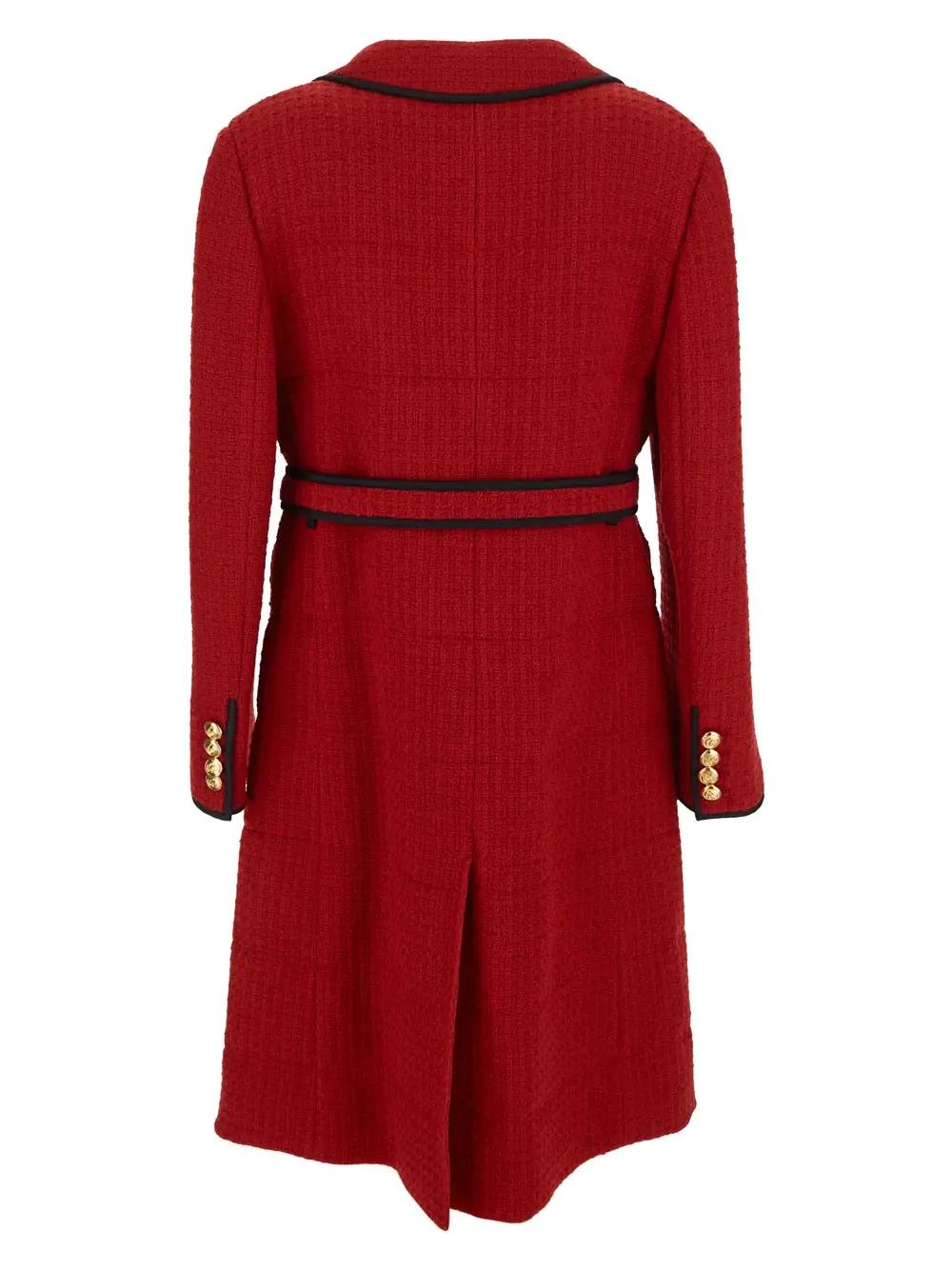 Shop Gucci Wool Long Coat In Red
