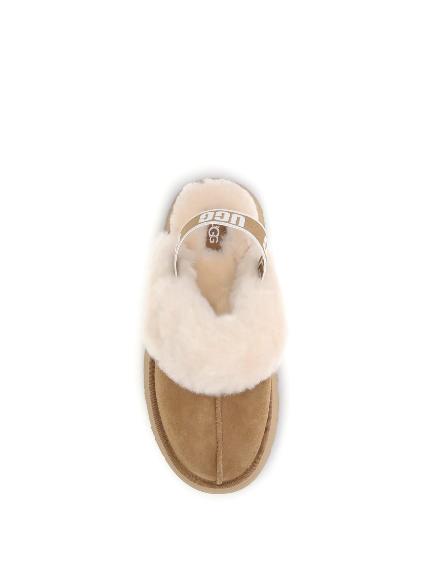 Ugg Platform Mules Made Of Camel-colored Leather With Faux Fur And Elastic Back