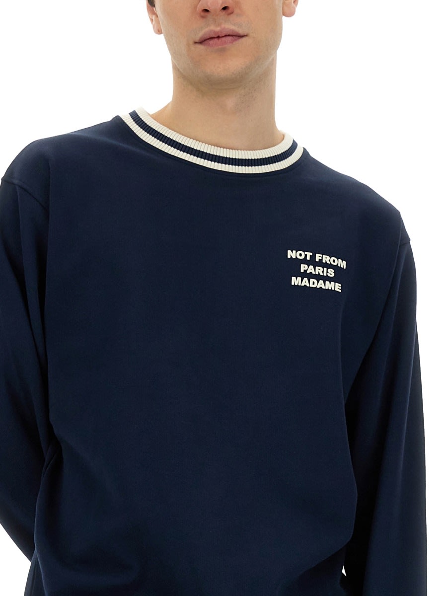 Shop Drôle De Monsieur Slogan Sweatshirt In Blue
