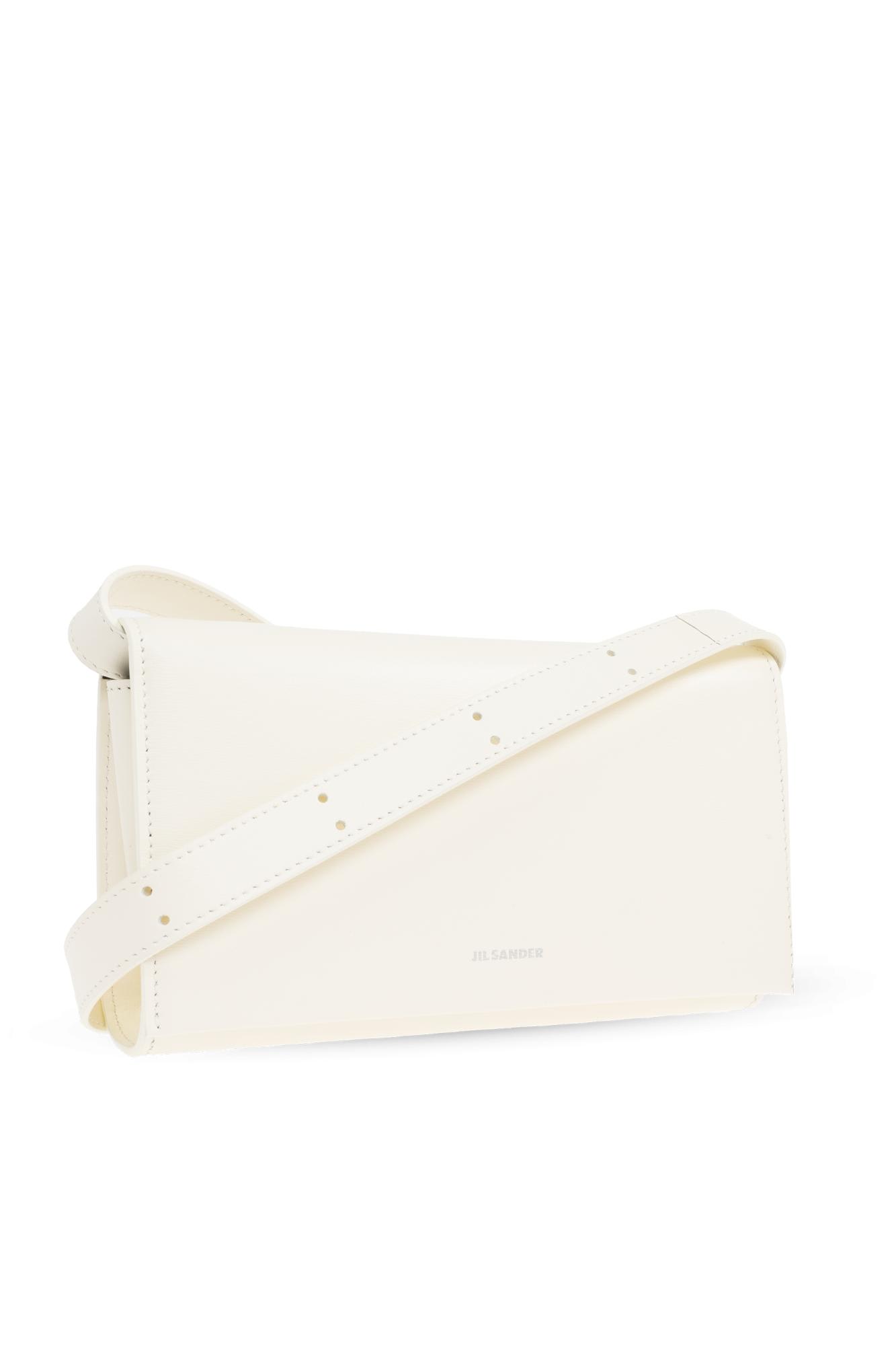 Jil Sander Leather Wallet On A Strap In Ivory