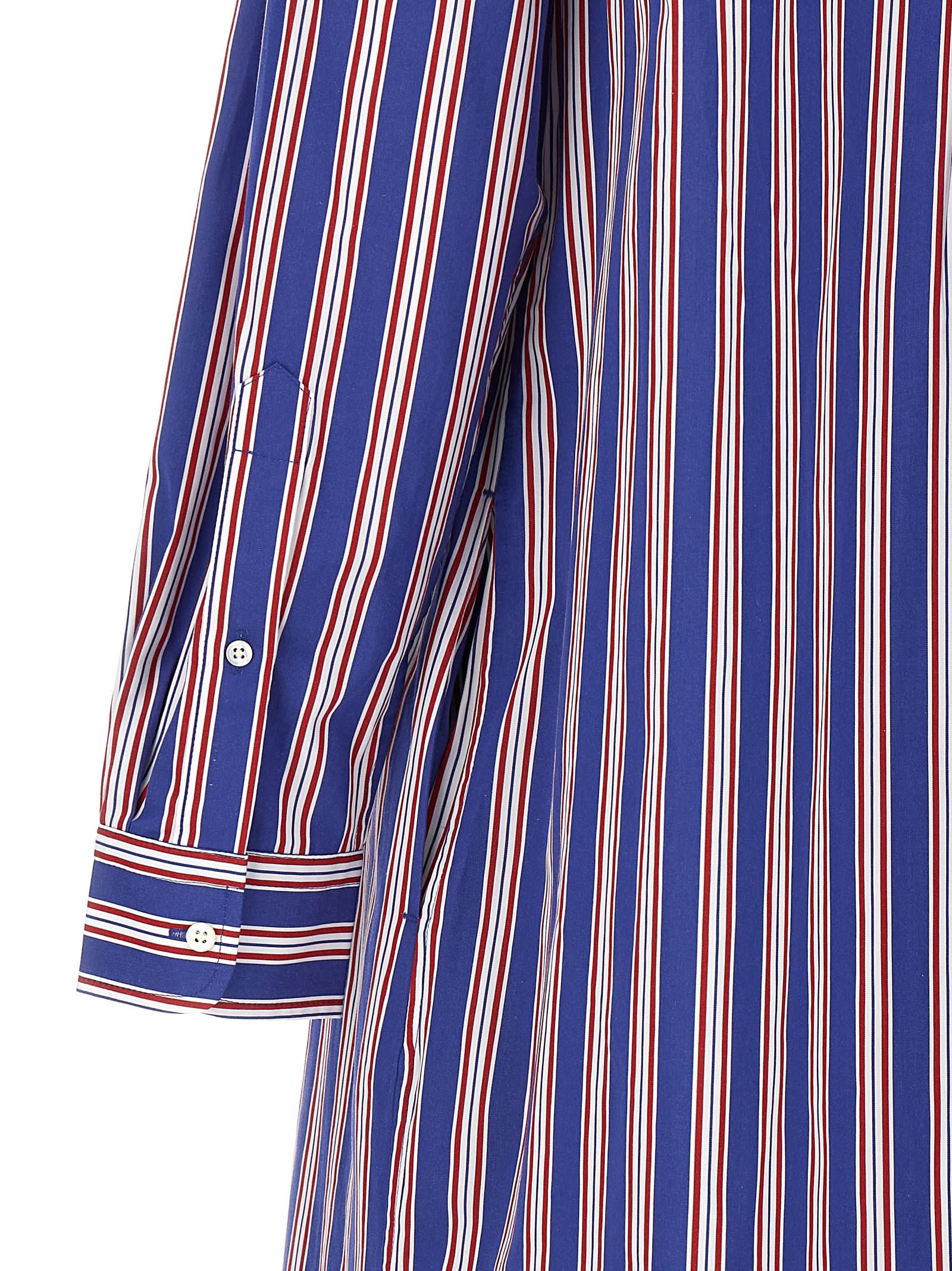 Shop Polo Ralph Lauren Striped Dress  In Blue