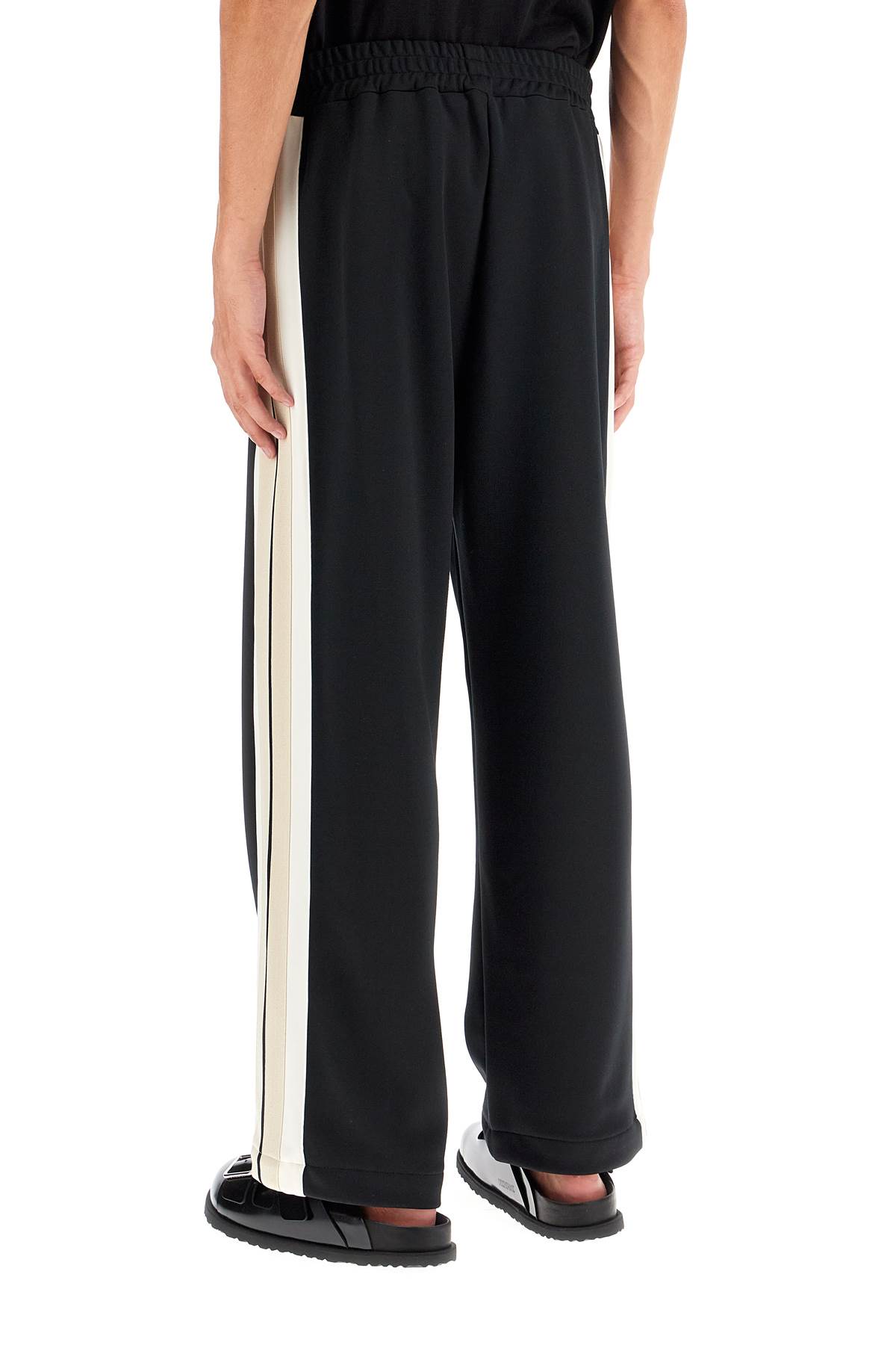 Shop Palm Angels Contrast Band Joggers With Track In In Black Off White (black)