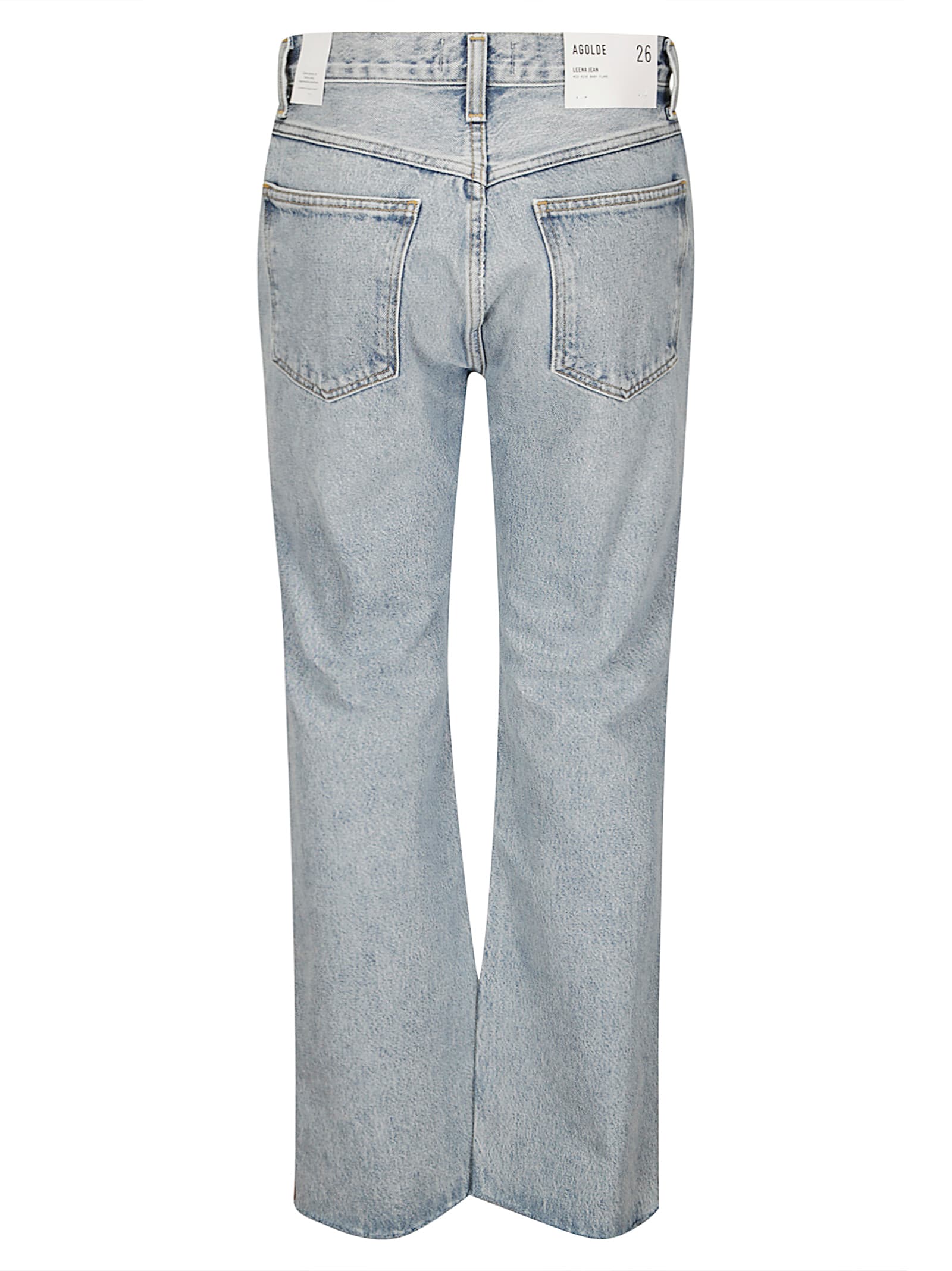 Agolde Light-wash Flared Jeans With Distinctive Fringed Hem In Blue