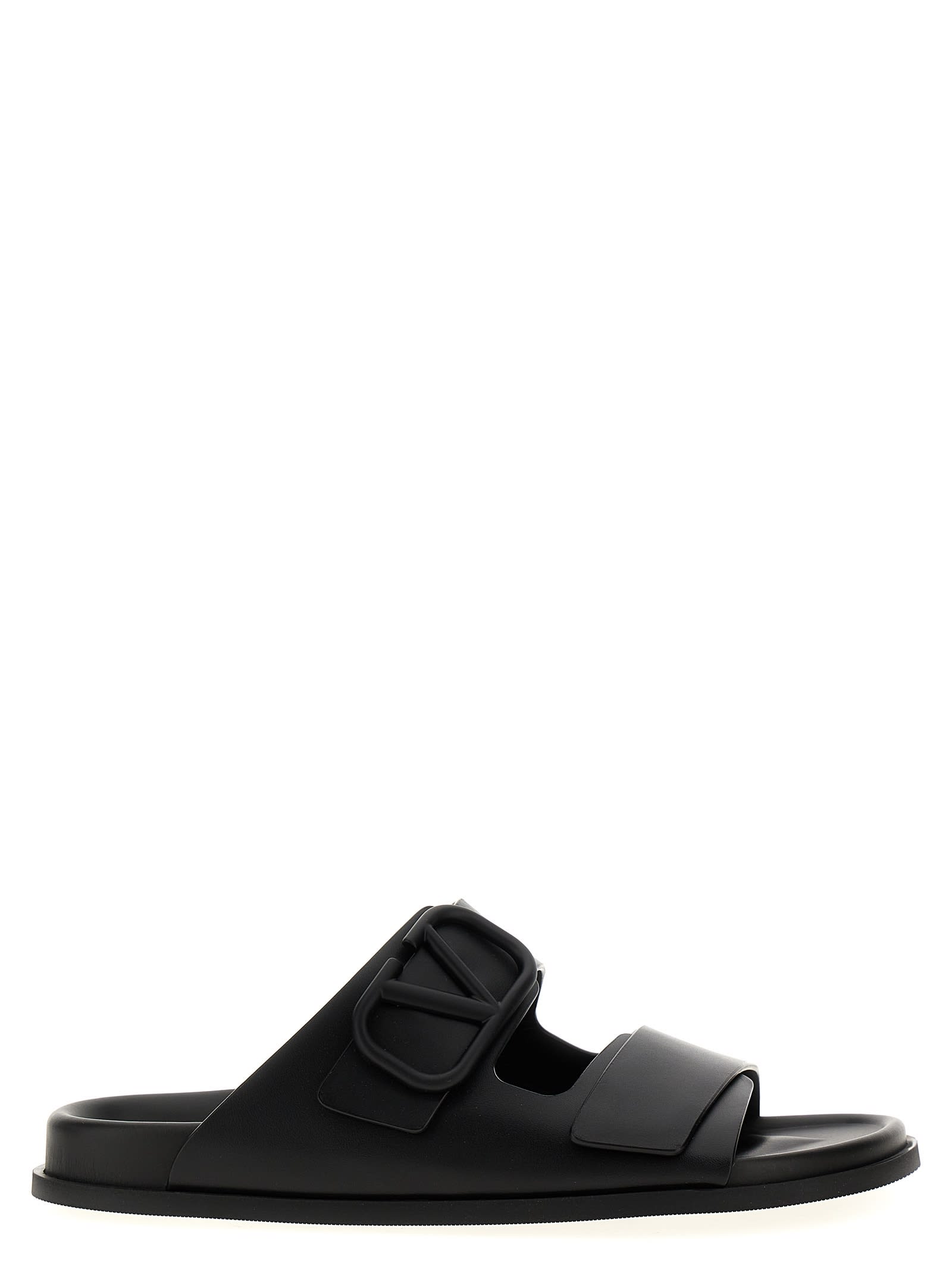 Shop Valentino Garavani Vlogo Signature Sandals In Black