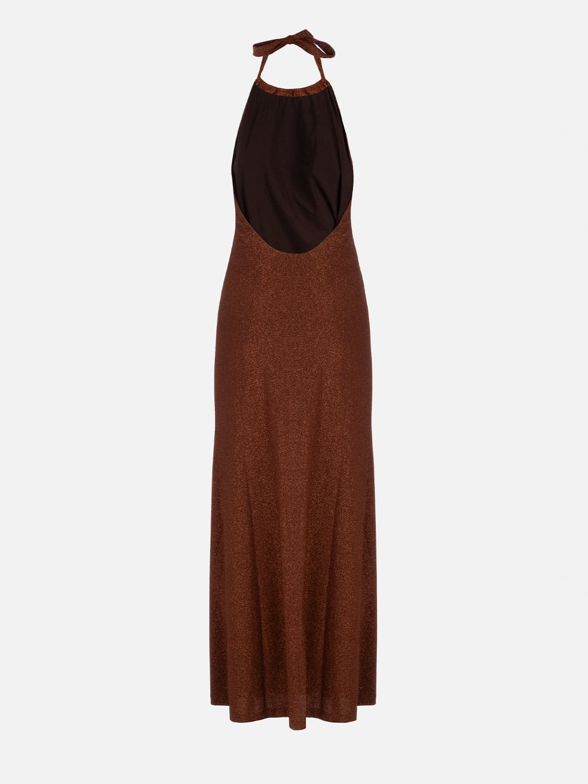 Mc2 Saint Barth Lurex Brown Knitted Long Dress In Brown